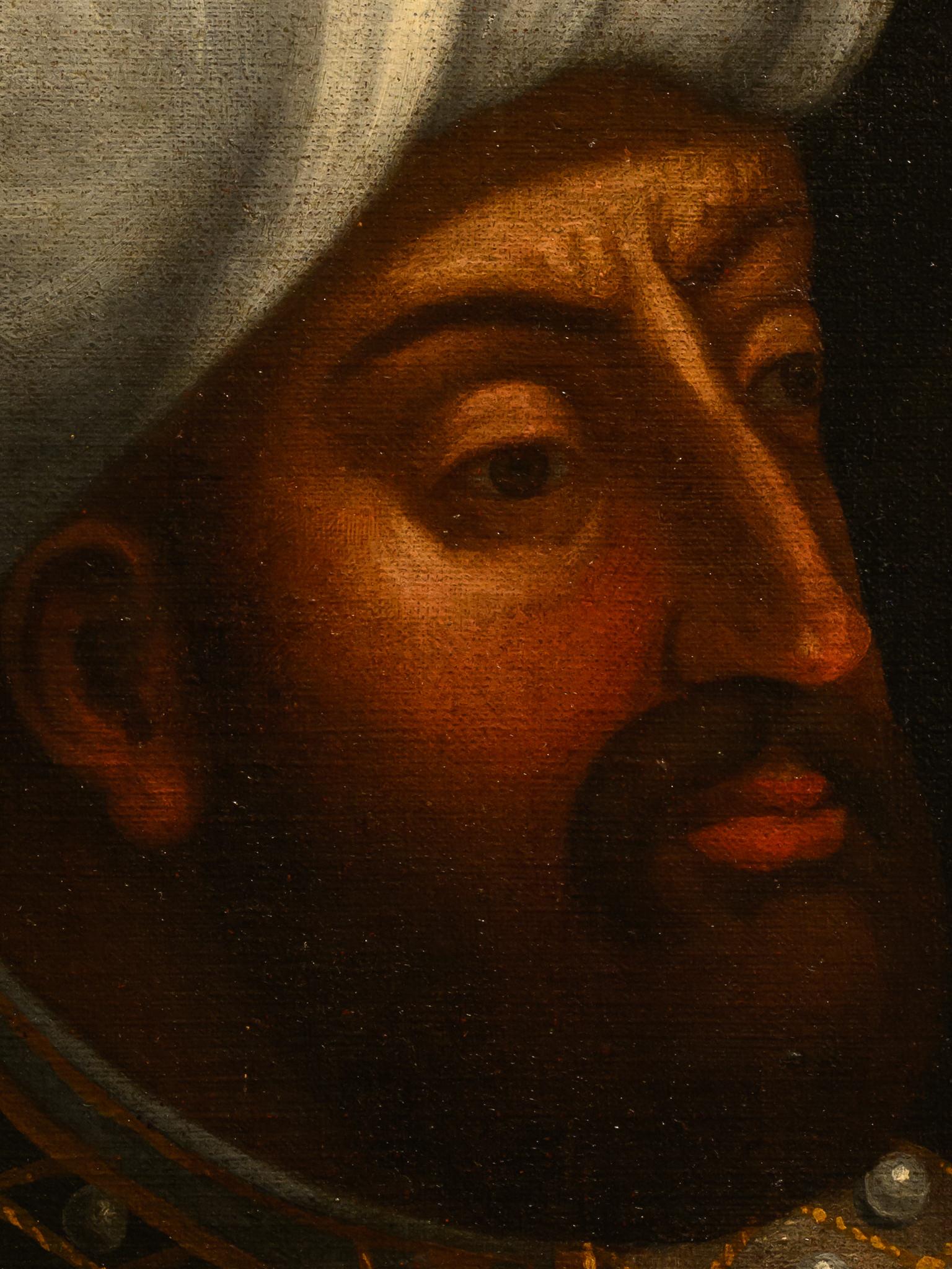 Pair of 16th C Portraits of Turkish Ottoman Sultans, follower of Paolo Veronese. For Sale 2