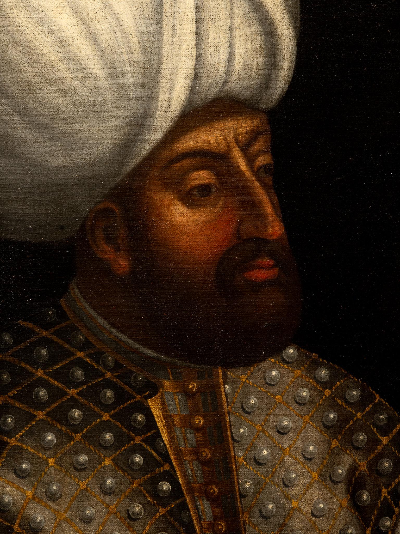 Pair of 16th C Portraits of Turkish Ottoman Sultans, follower of Paolo Veronese. For Sale 3