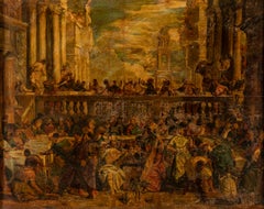 The Wedding at Cana Oil on Canvas Figurative Painting 19th After Paolo Veronese