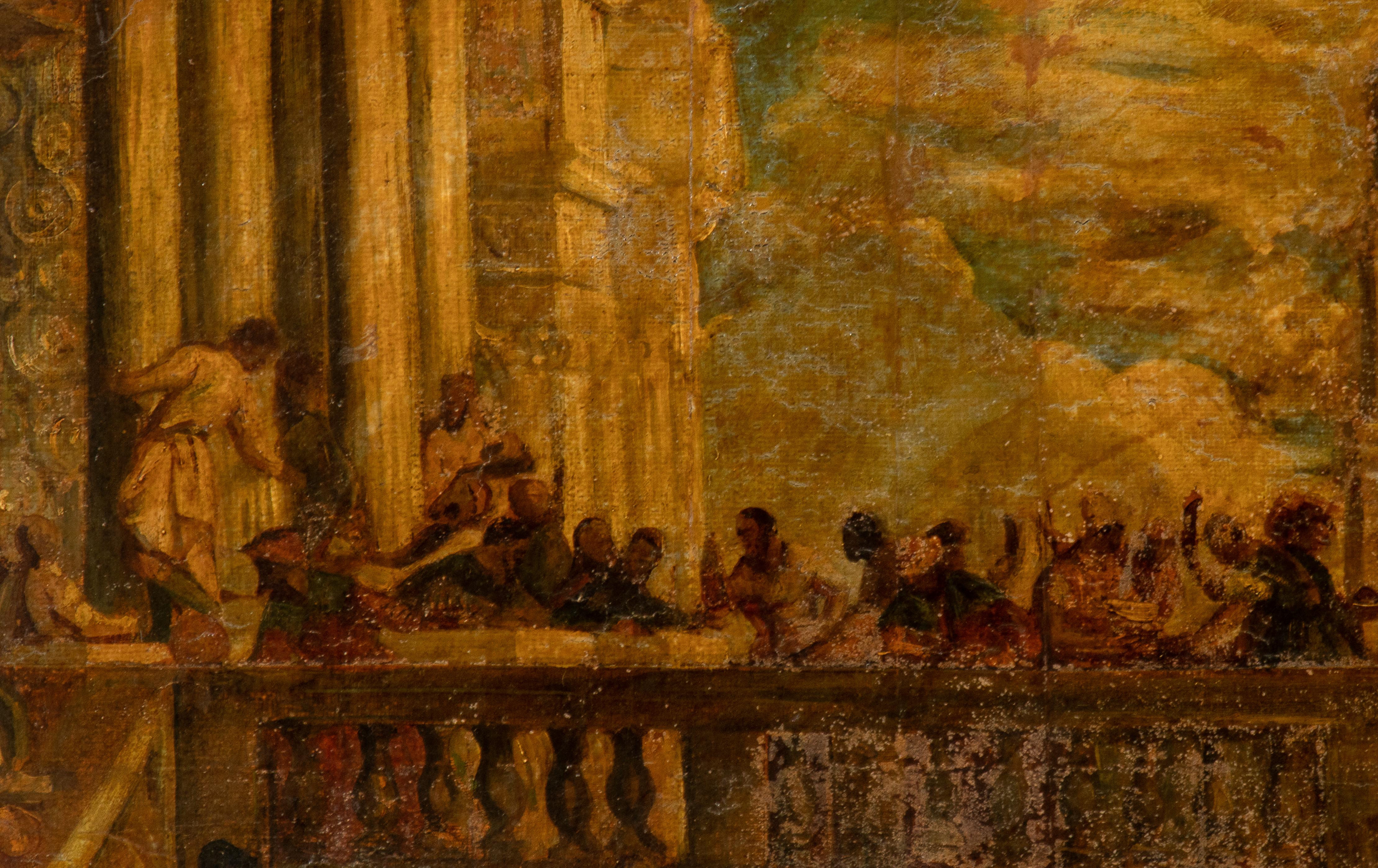The Wedding at Cana Oil on Canvas Figurative Painting 19th After Paolo Veronese  3