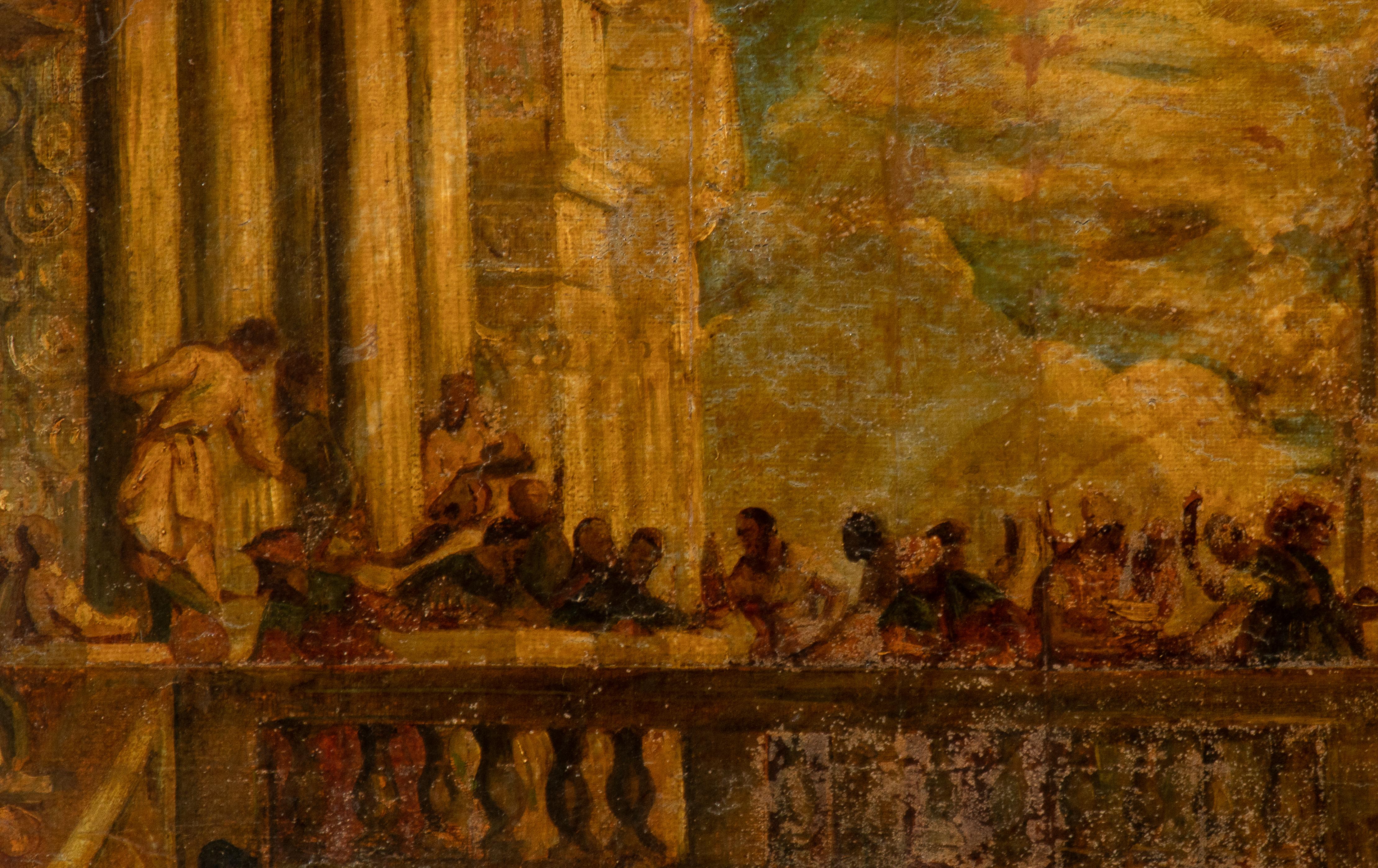 The Wedding at Cana Oil on Canvas Figurative Painting 19th After Paolo Veronese 3