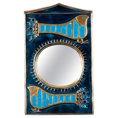 ""Paon"" Miroir en céramique de Mithé Espelt, France, 1963