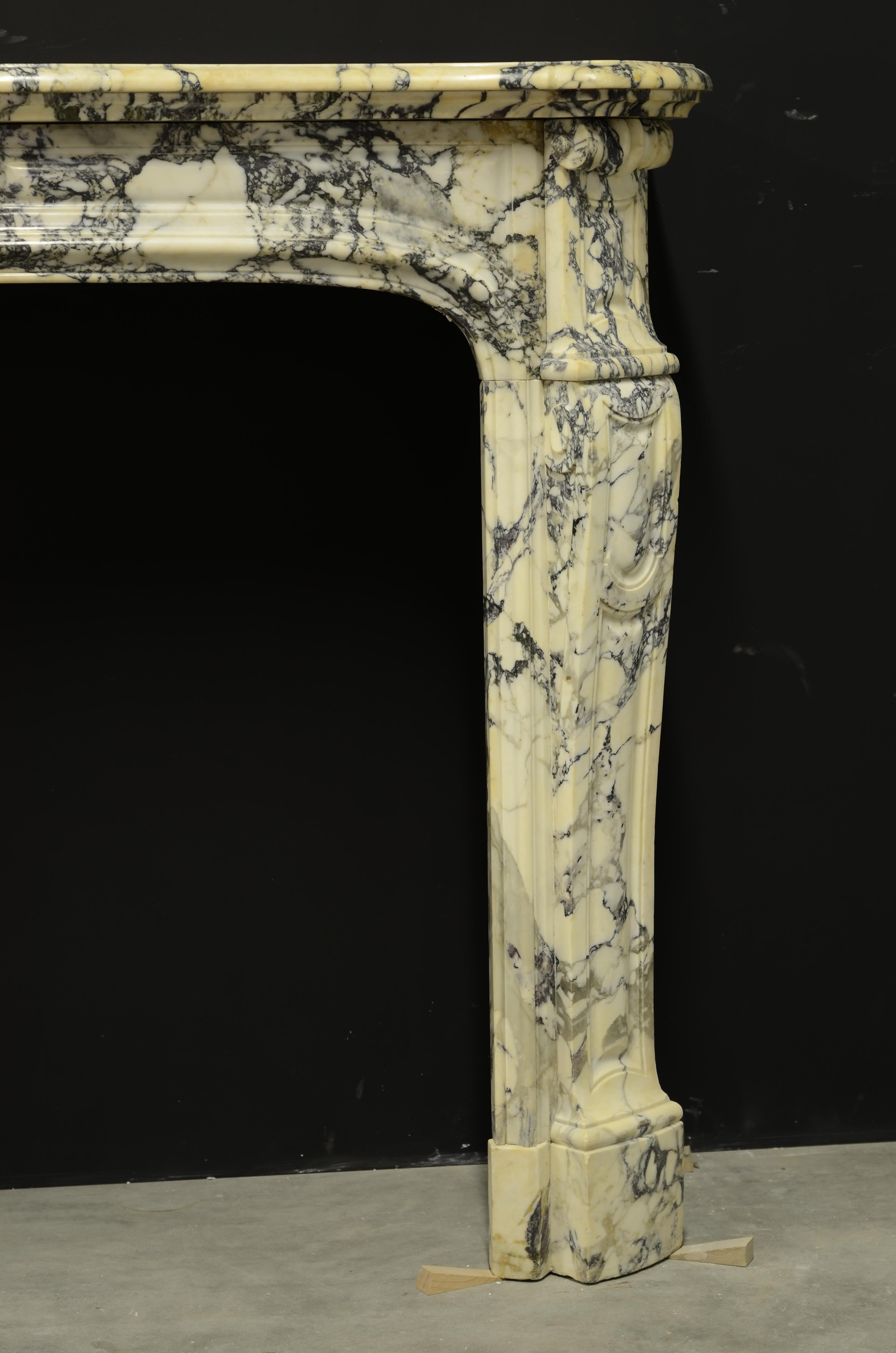 Antique Marble Fireplace Mantel, Pompadour Style 6