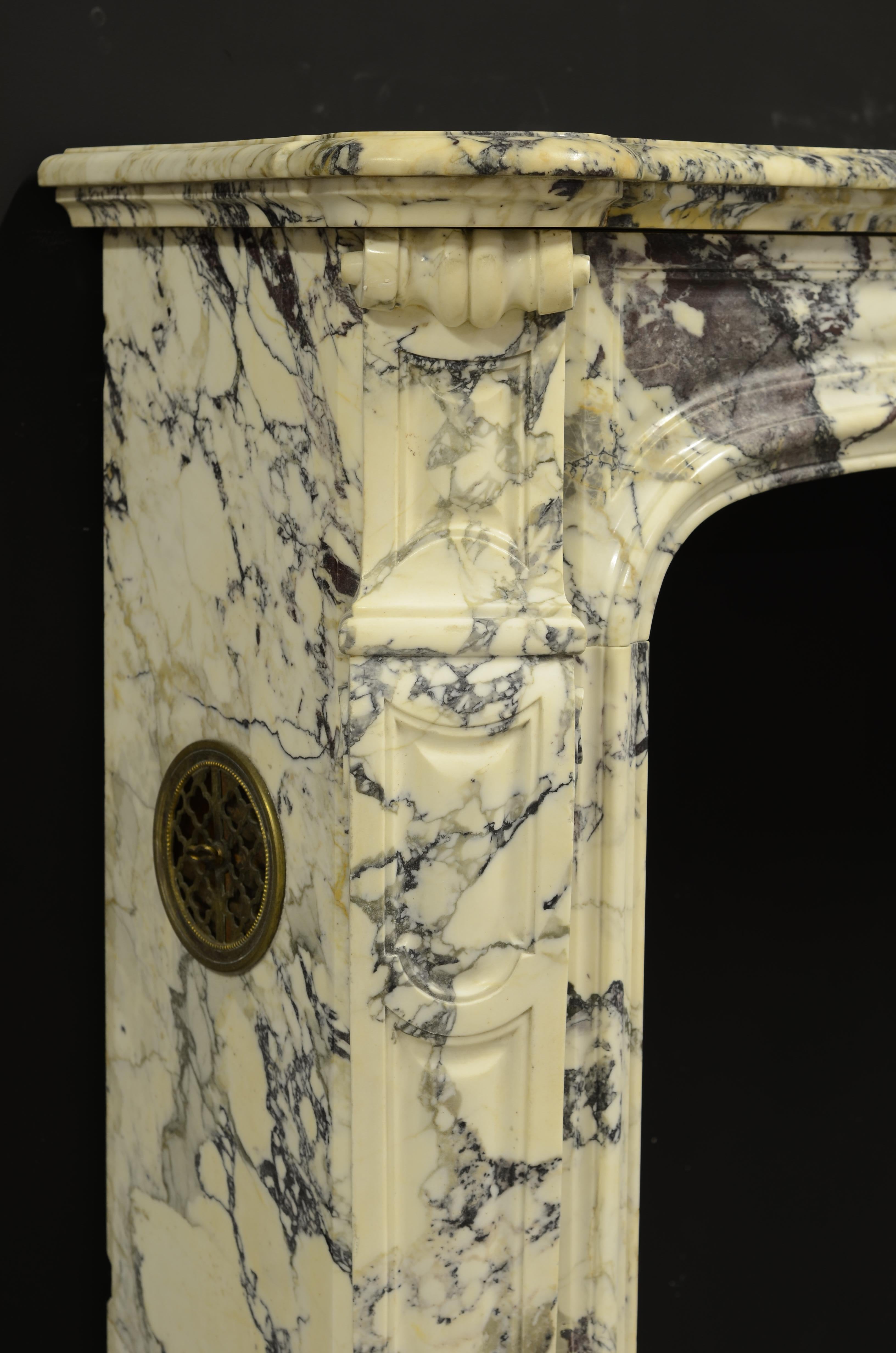 Antique Marble Fireplace Mantel, Pompadour Style 3