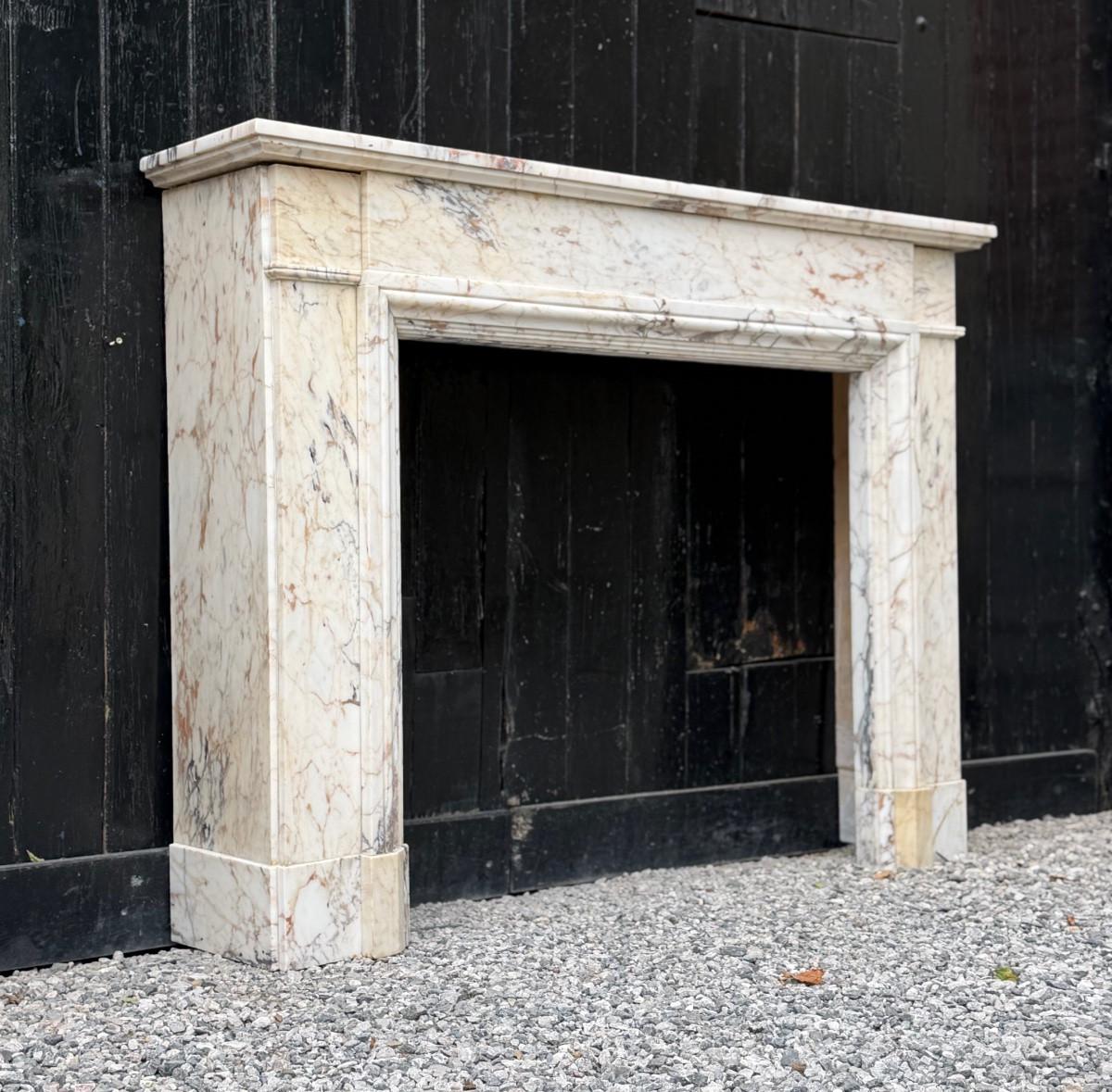Marble Paonazzo marble fireplace, circa 1900 For Sale