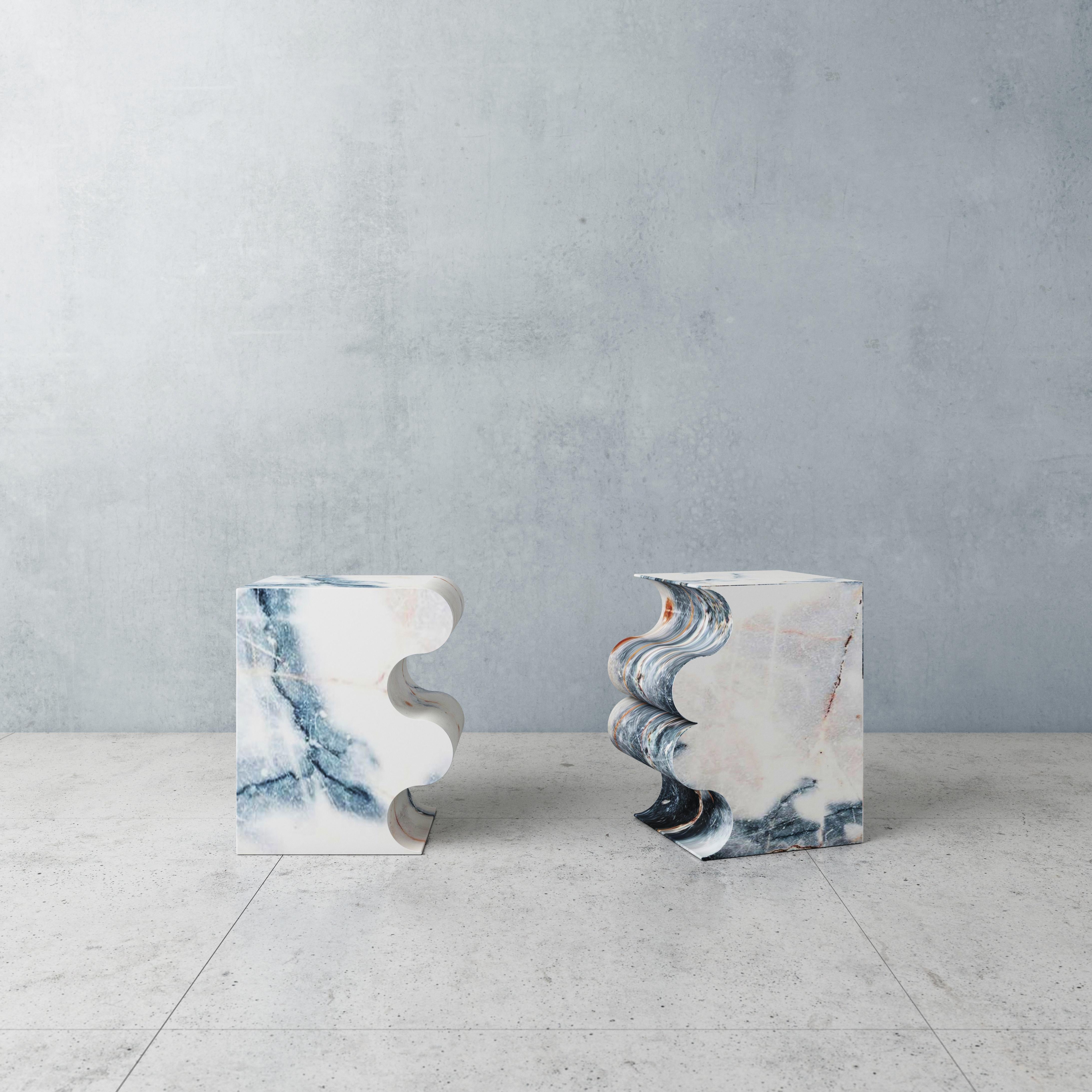 Modern Un Beso En El Mar Marble Sculpted Stool by Pietro Franceschini