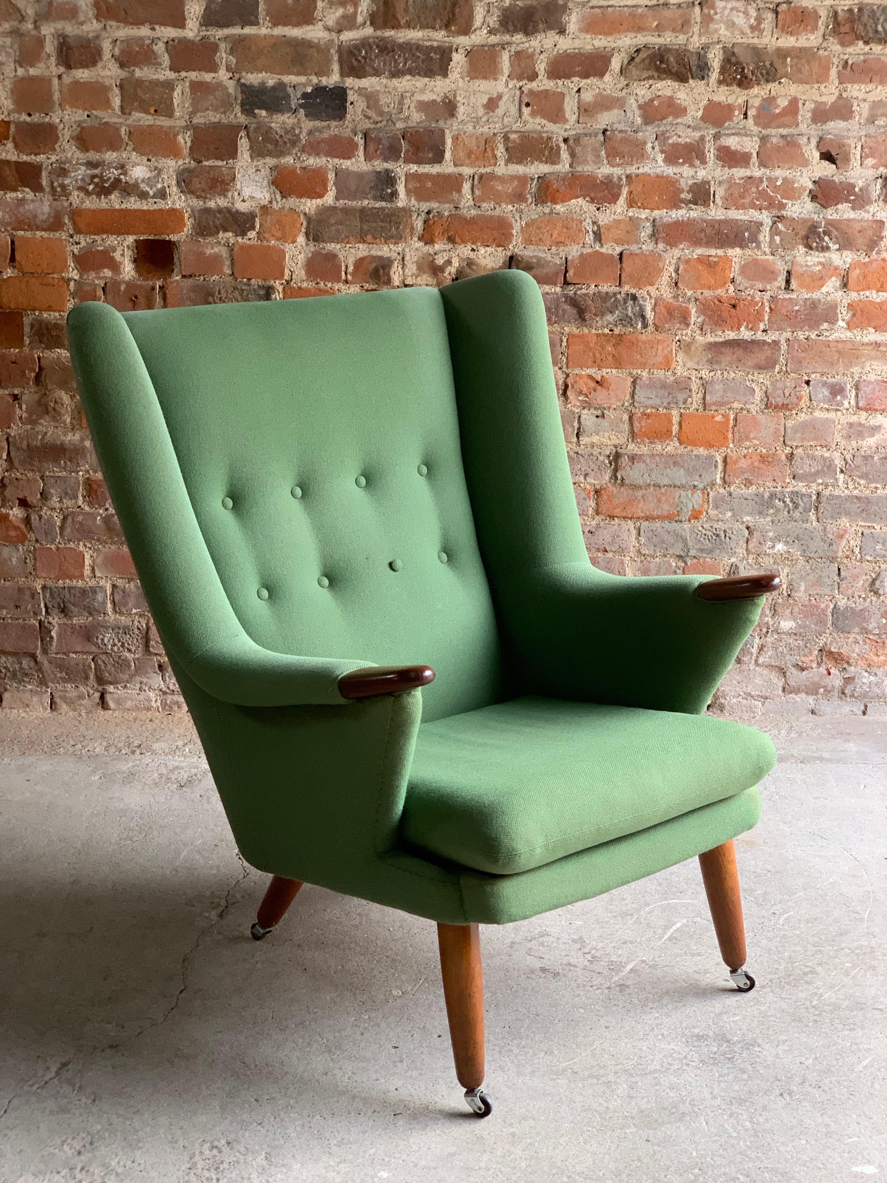 Papa Bear Armchair Pea Green Midcentury Danish, circa 1950 1