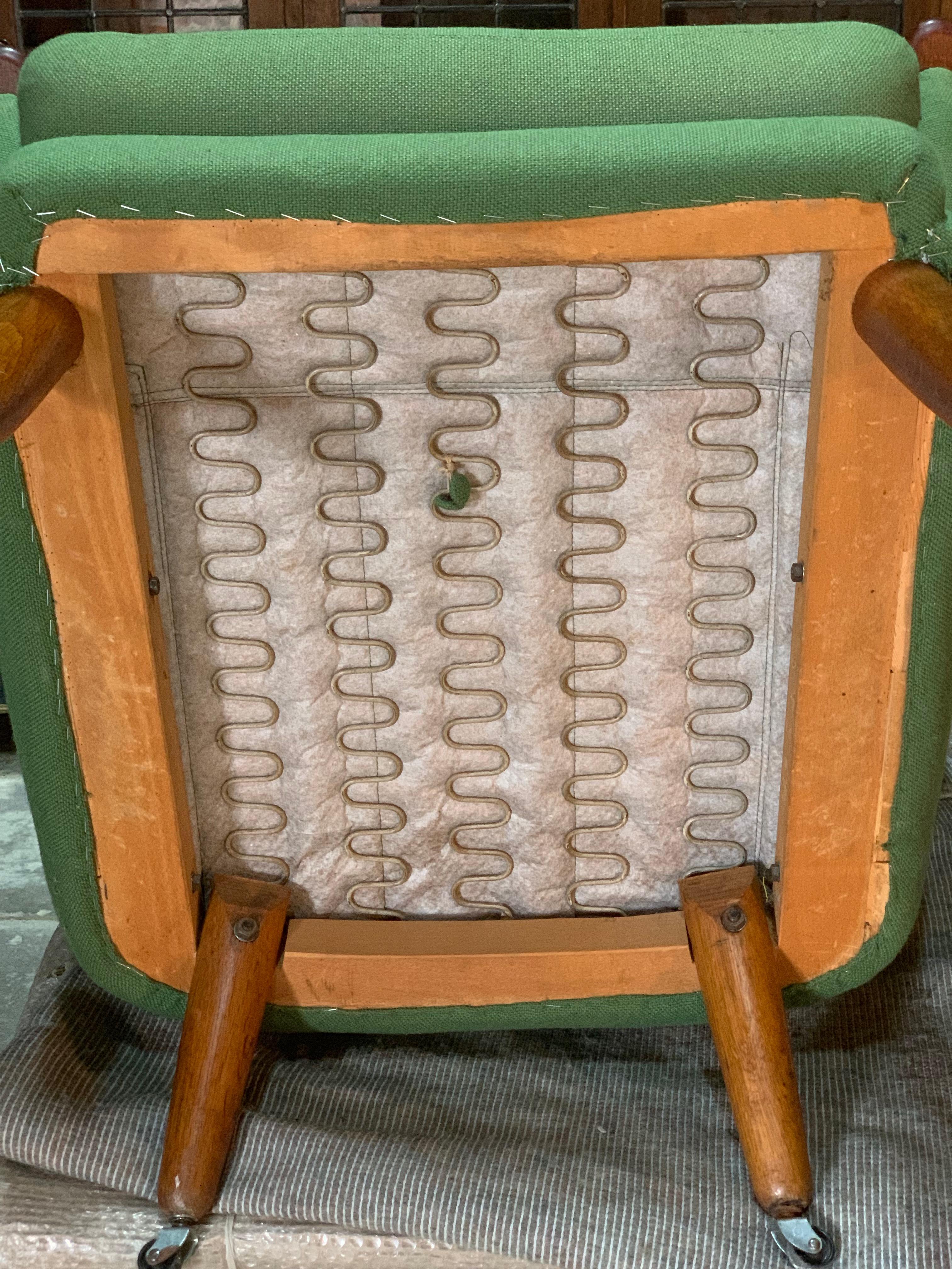 green mid century armchair