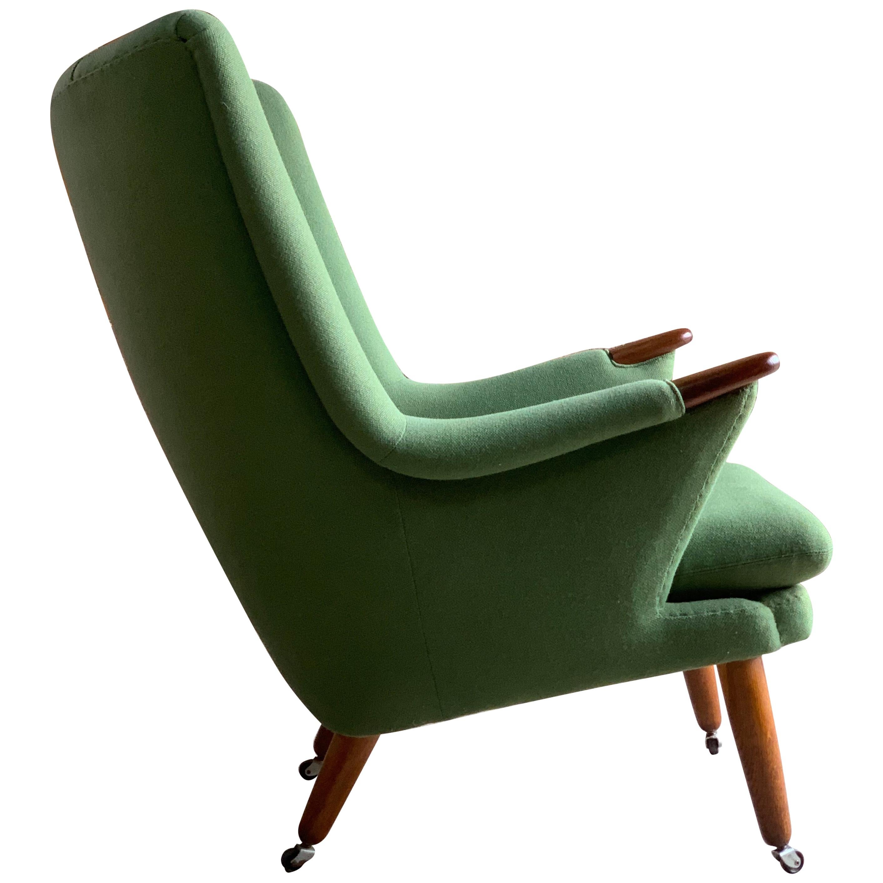 Papa Bear Armchair Pea Green Midcentury Danish, circa 1950