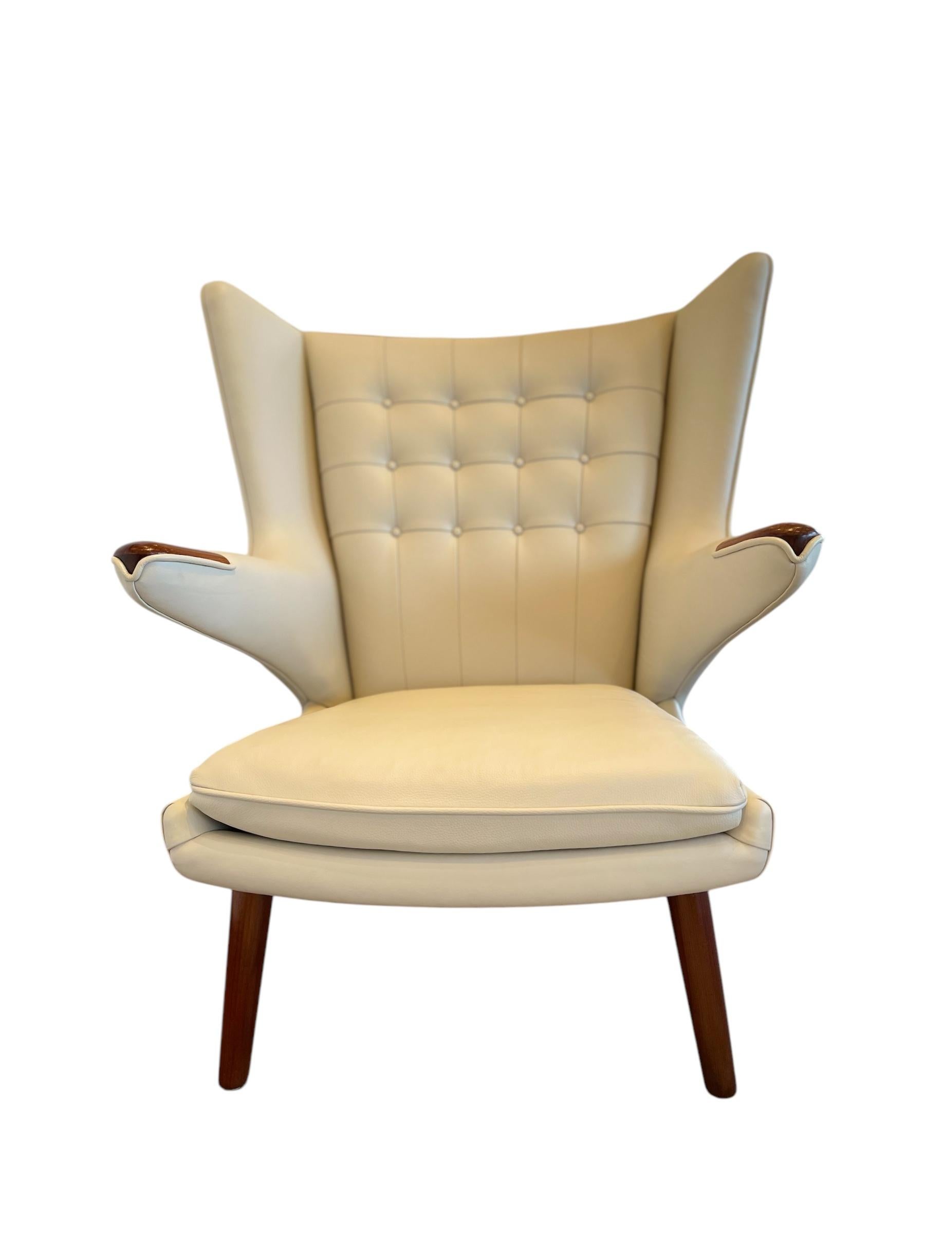This Papa Bear Chair is a sculpture for comfort. It is a fine example of one the more exclusive products of the Danish Modern period. It is considered a masterpiece of the design period and is highly sought after.  Hans Wegner, was a prominent