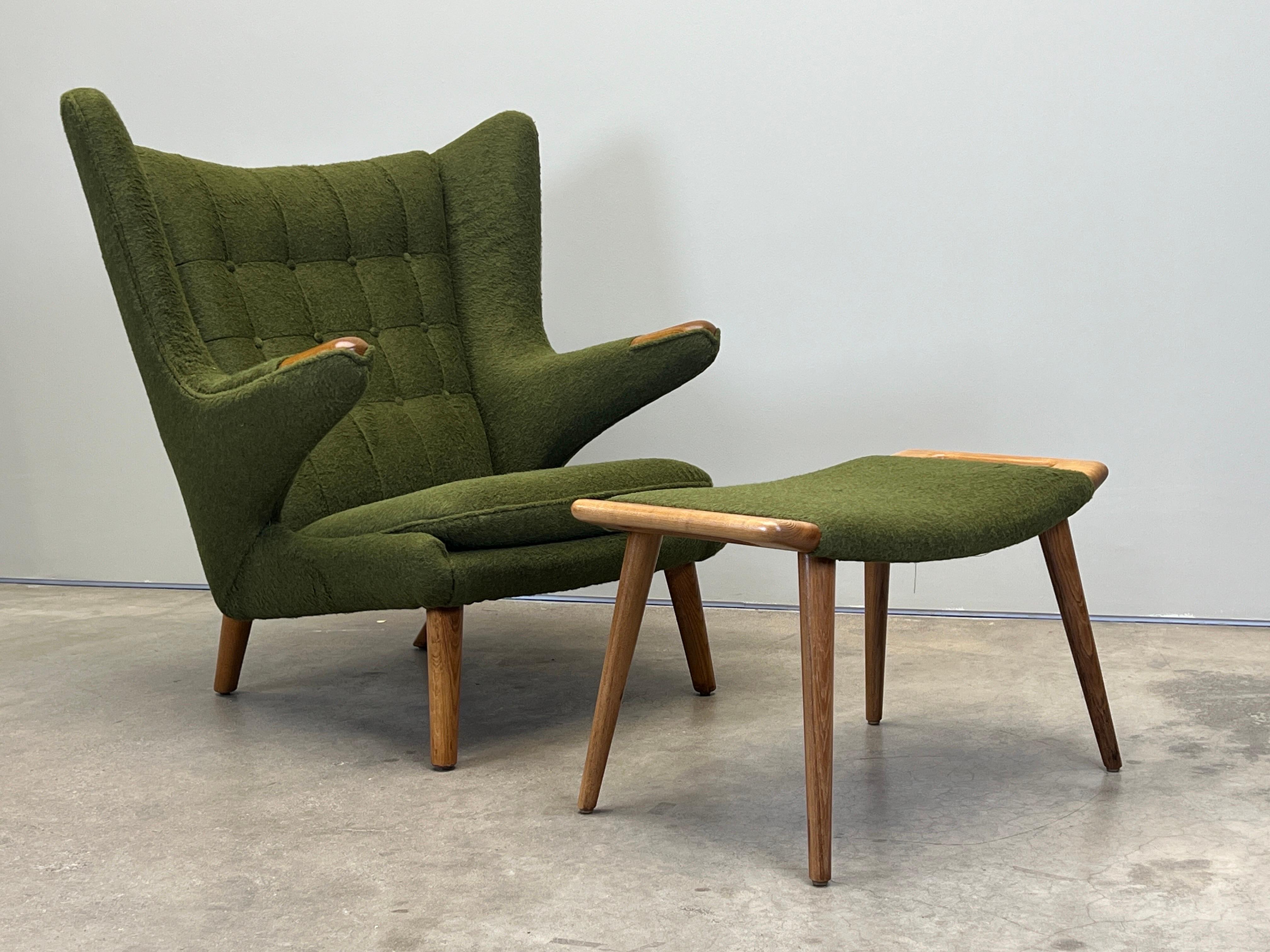 Papa Bear Chair and Ottoman by Hans Wegner for A.P Stolen In Good Condition For Sale In Dallas, TX