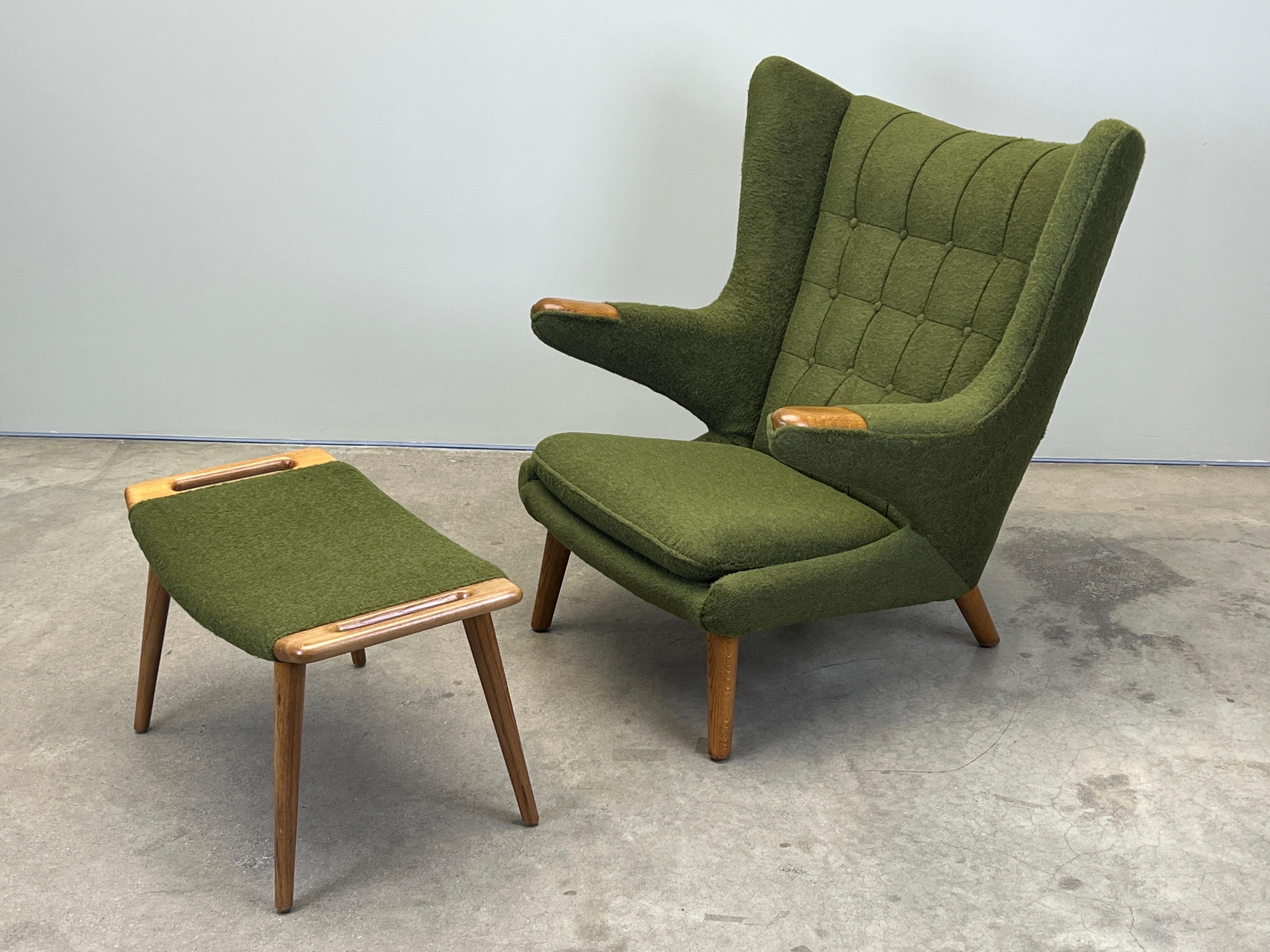 Mid-20th Century Papa Bear Chair and Ottoman by Hans Wegner for A.P Stolen For Sale