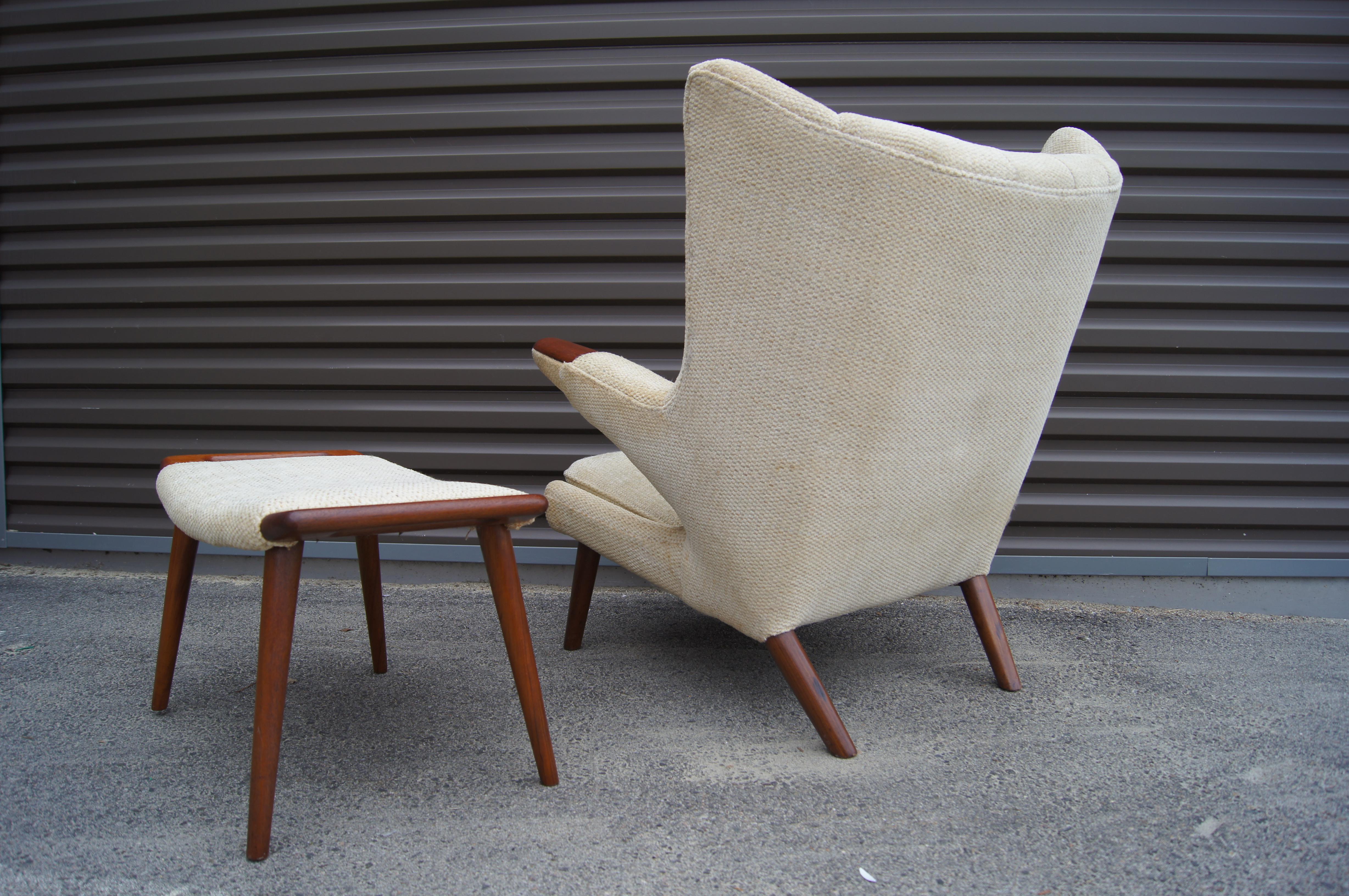 Mid-20th Century Papa Bear Chair and Ottoman by Hans Wegner for A.P. Stolen