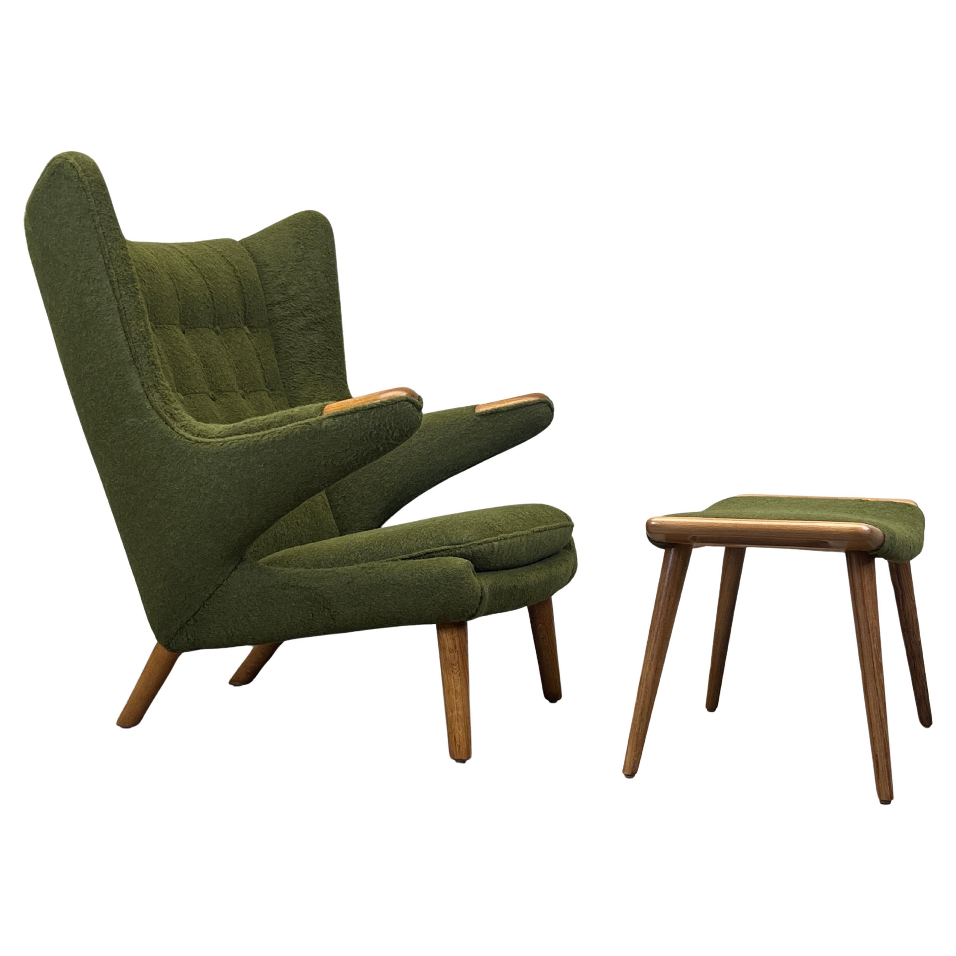 Papa Bear Chair and Ottoman by Hans Wegner for A.P Stolen