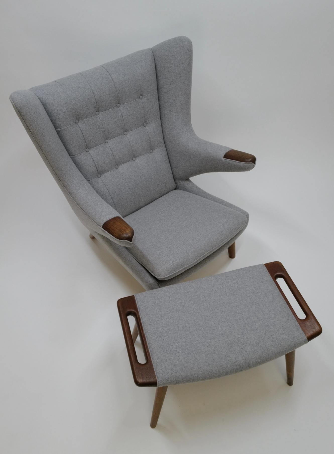 Papa Bear Chair and Ottoman by Hans Wegner For Sale 7