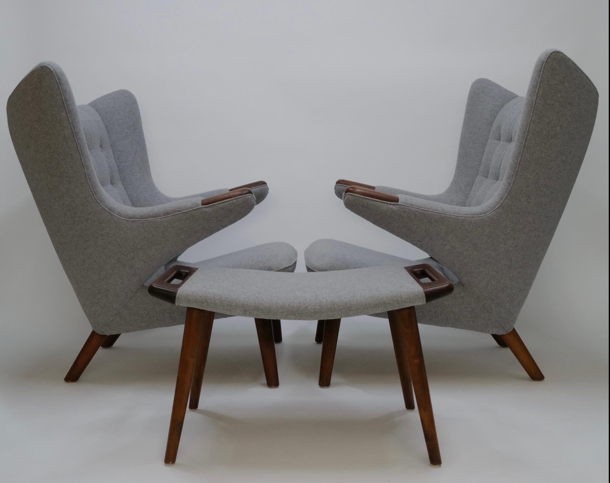 Papa Bear Chair and Ottoman by Hans Wegner For Sale 8
