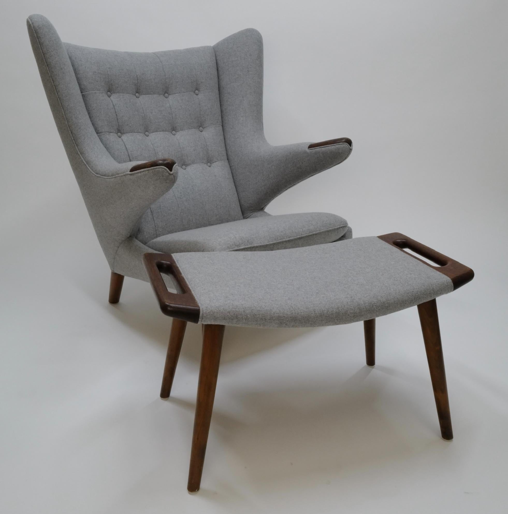 Papa Bear Chair and Ottoman by Hans Wegner For Sale 9