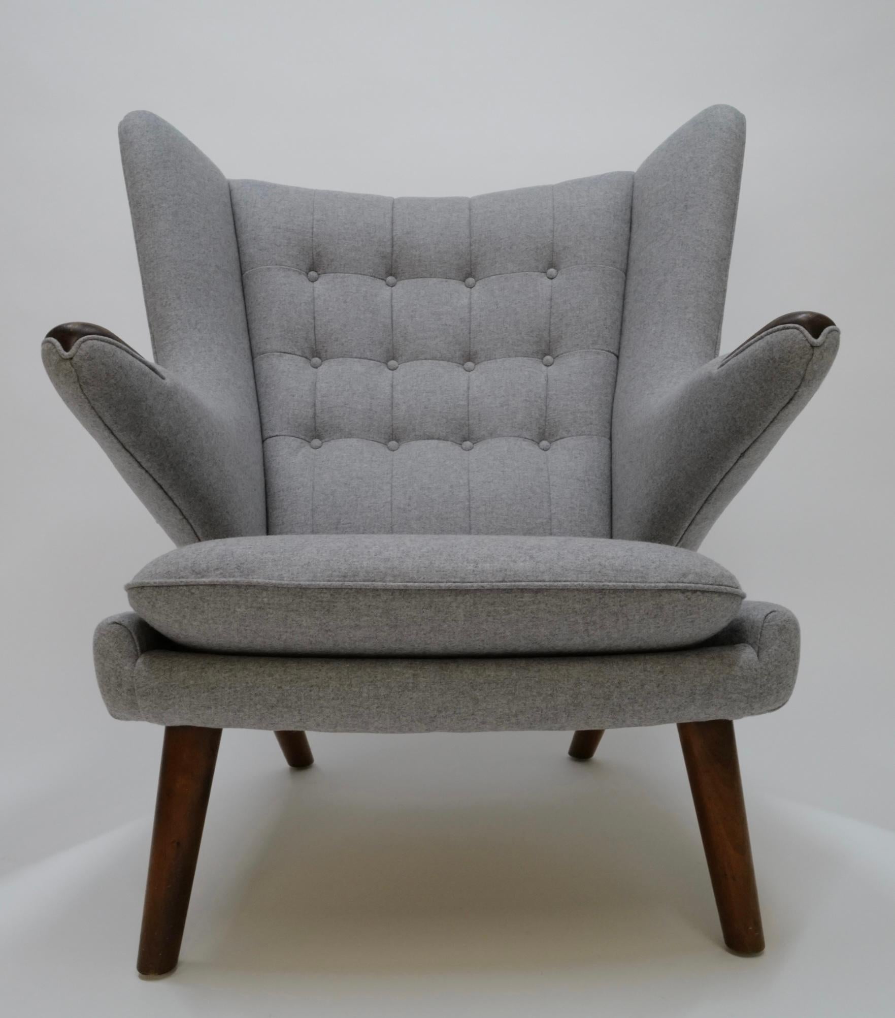 Wool Papa Bear Chair and Ottoman by Hans Wegner For Sale