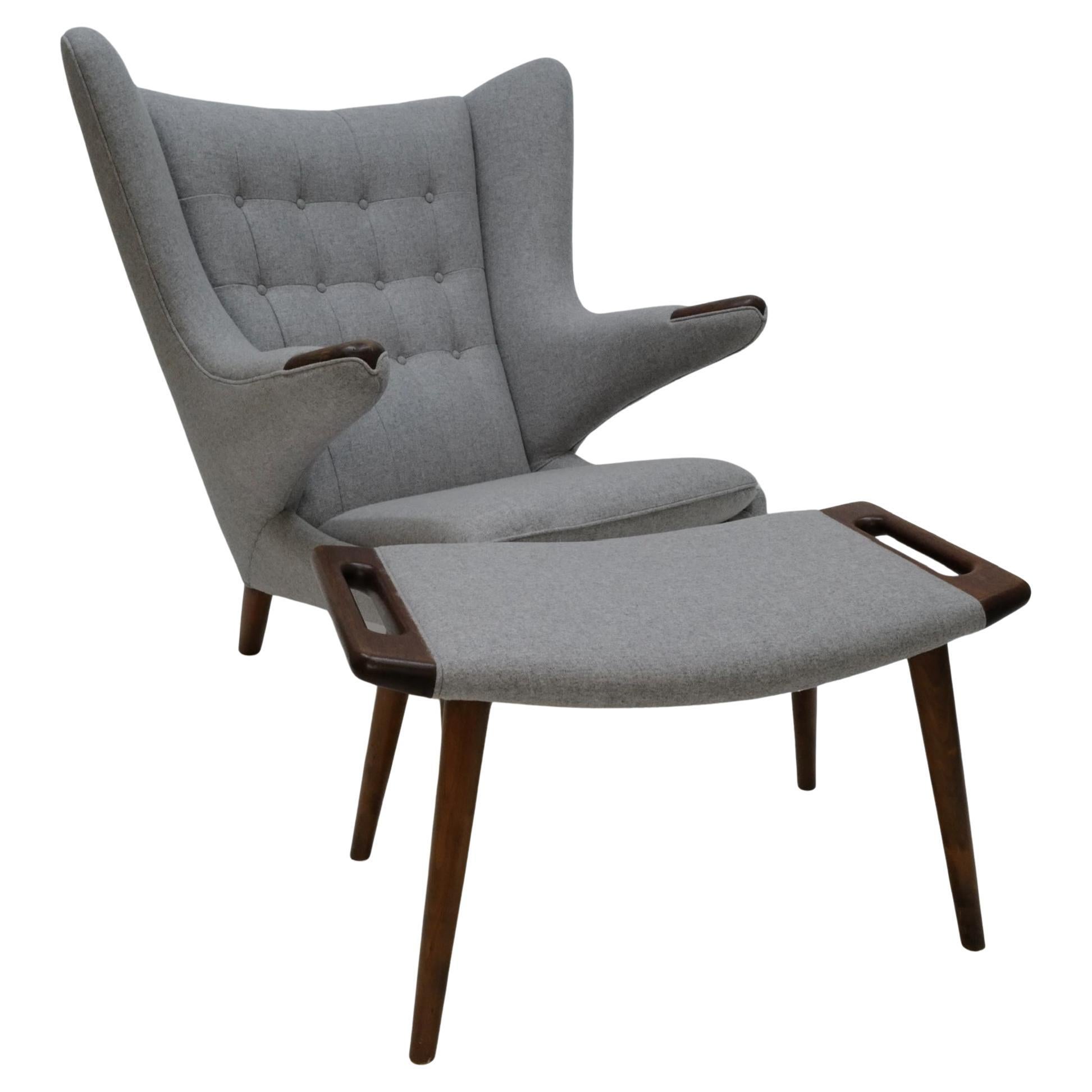 Papa Bear Chair and Ottoman by Hans Wegner For Sale