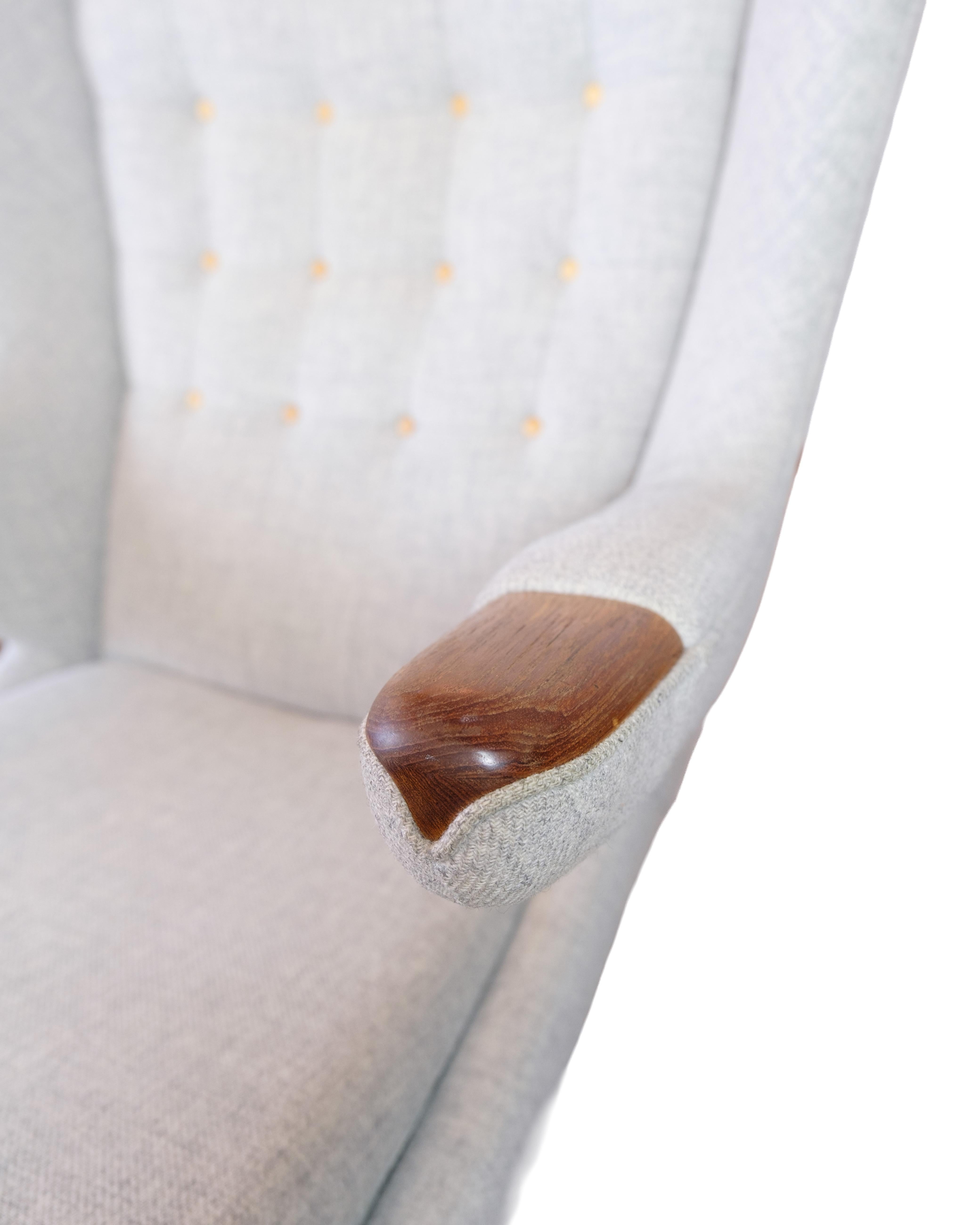 Papa Bär Stuhl Model No. 19 In Grau Hallingdal Mit Teak Nägel Von Hans J. Wegner (Mitte des 20. Jahrhunderts) im Angebot