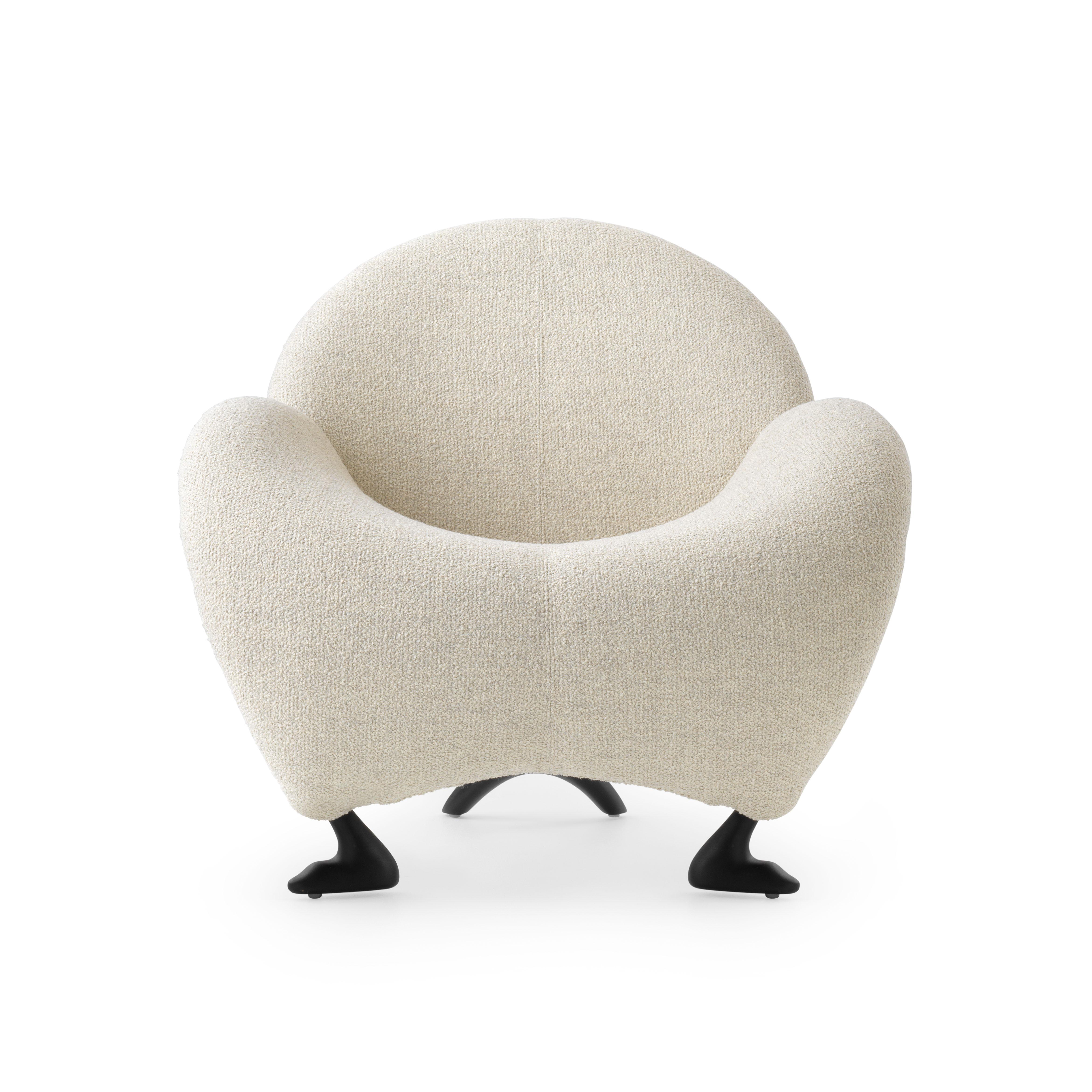 Organic Modern Papageno Chair by Leolux Upholstered in Bouclé Fabric 'Monza 00' For Sale