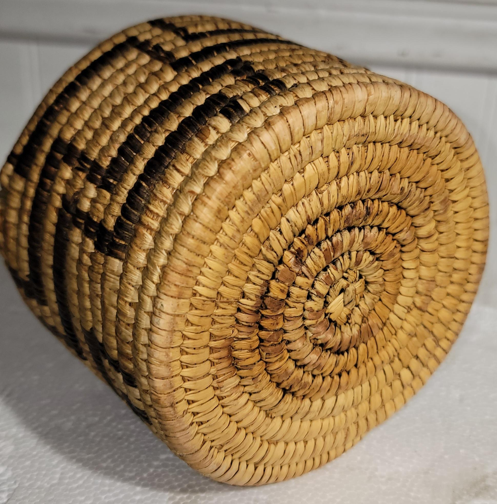 20th Century Papago Indian Basket W/ Handle For Sale