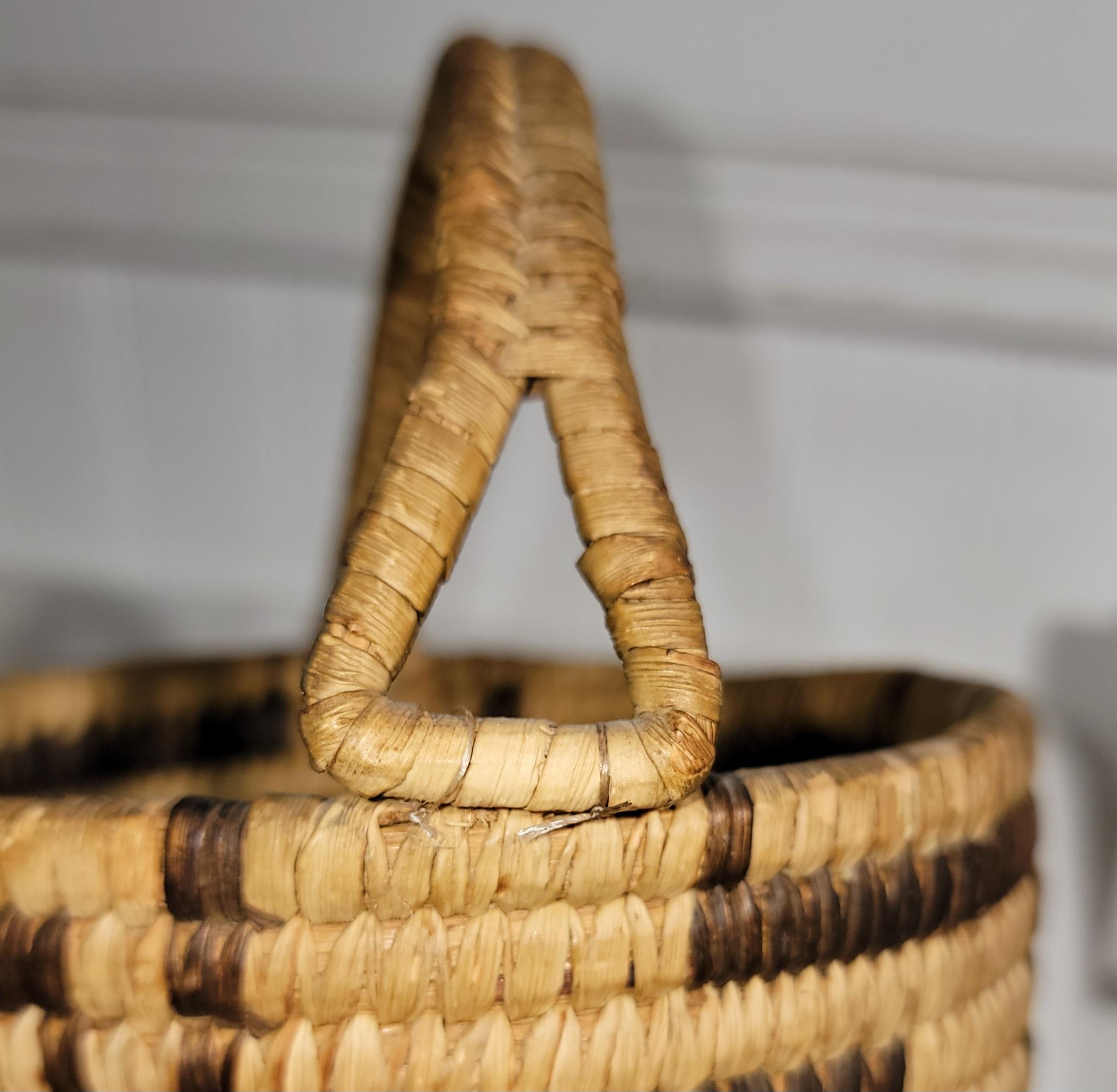 Papago Indian Basket W/ Handle For Sale 1