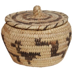 Vintage Papago Indian Lidded Basket