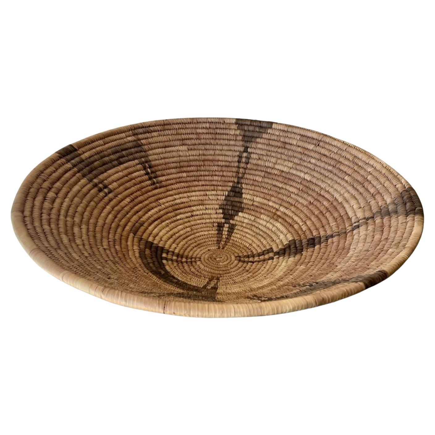 Papago Indian Woven Basket with Pictorial Motif For Sale