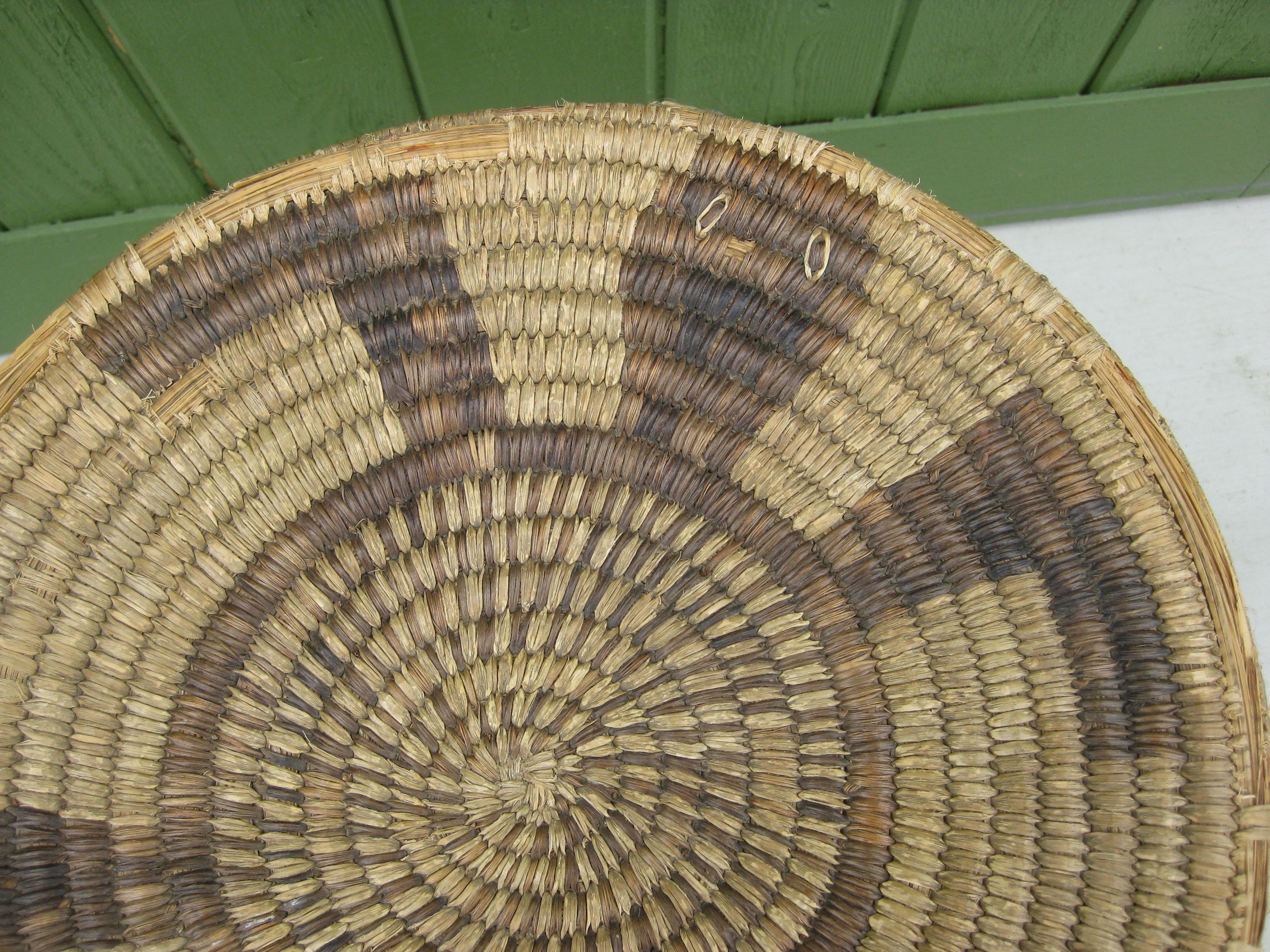 Papago Native American Indian Pictorial Coiled Lidded Olla Basket HUGE ! en vente 9