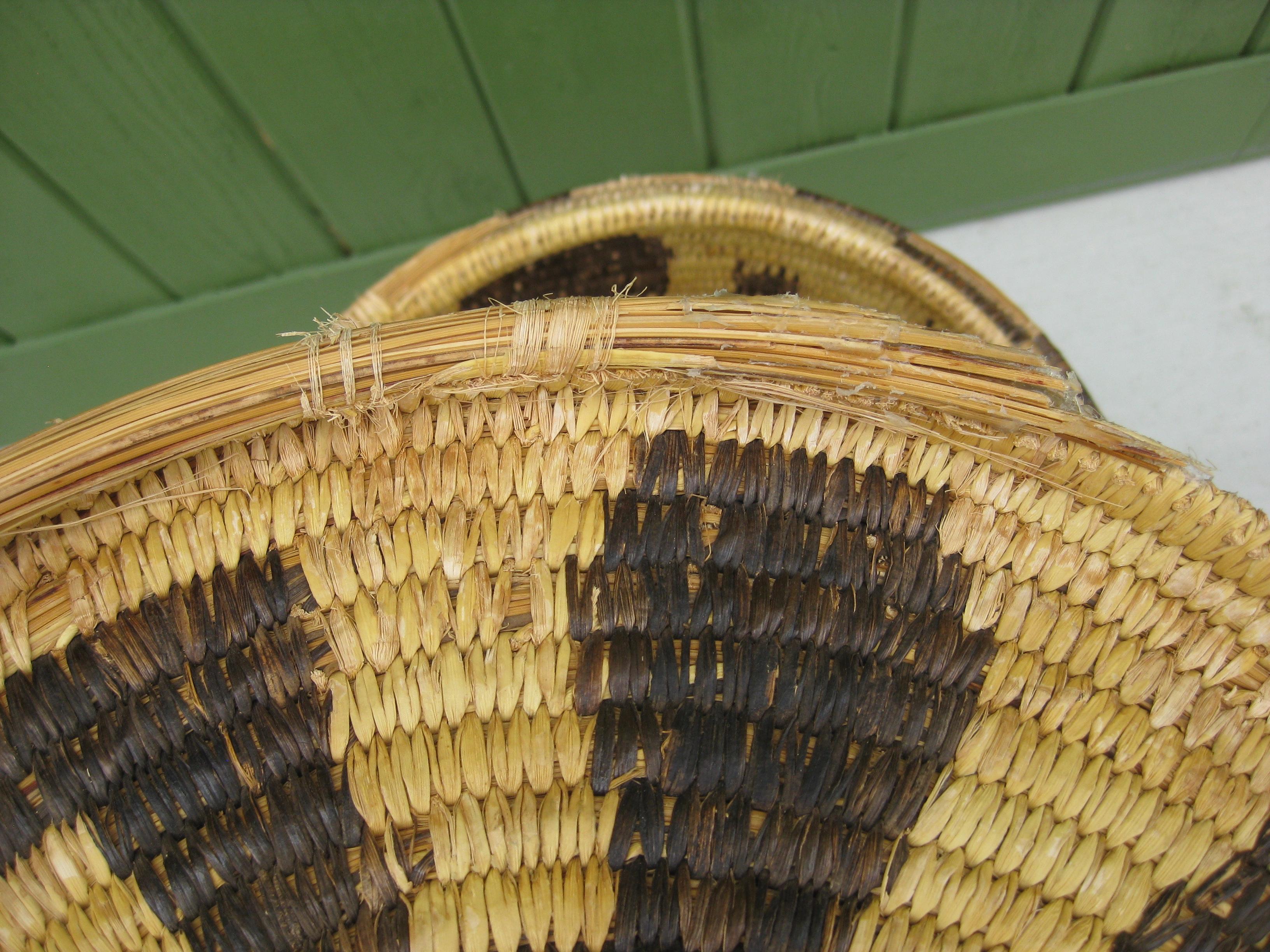 Papago Native American Indian Pictorial Coiled Lidded Olla Basket HUGE ! en vente 12