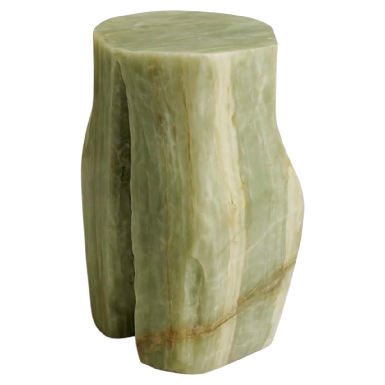 Papaia Unique Side Table in Carved Green Onyx by Andres Monnier