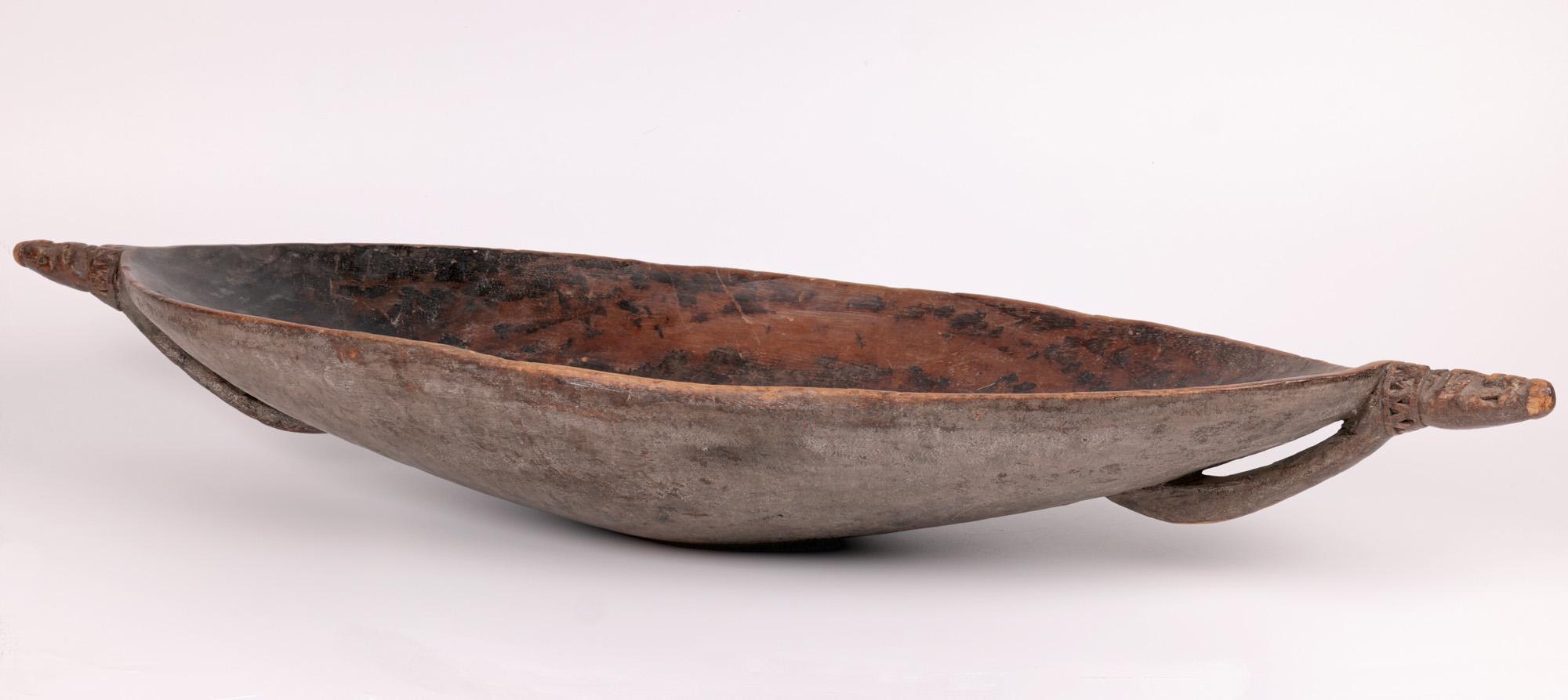 Papau New Guinea Carved Wood Feast Bowl For Sale 9