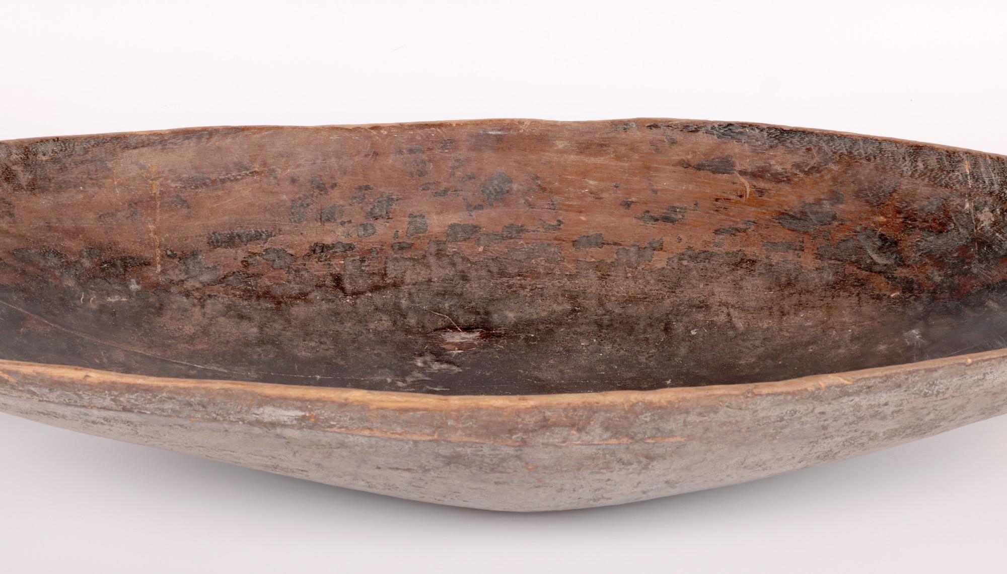 Papau New Guinea Carved Wood Feast Bowl For Sale 3