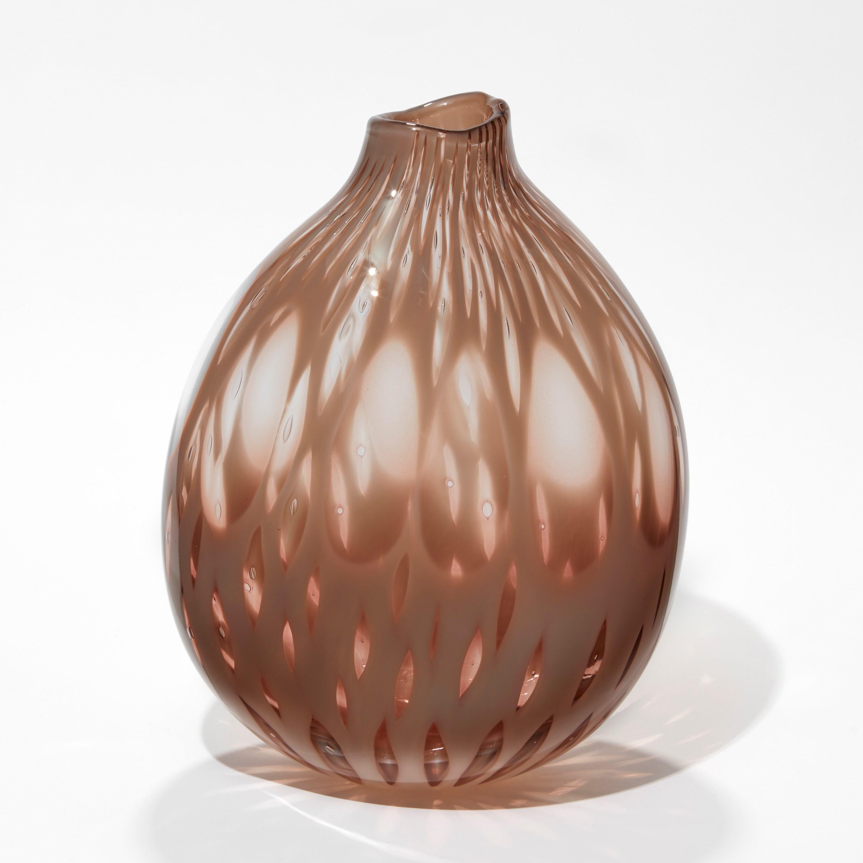 Organic Modern Papaver Aglaja, Soft Dusky Pink Hand Blown Sculptural Vase by Michèle Oberdieck