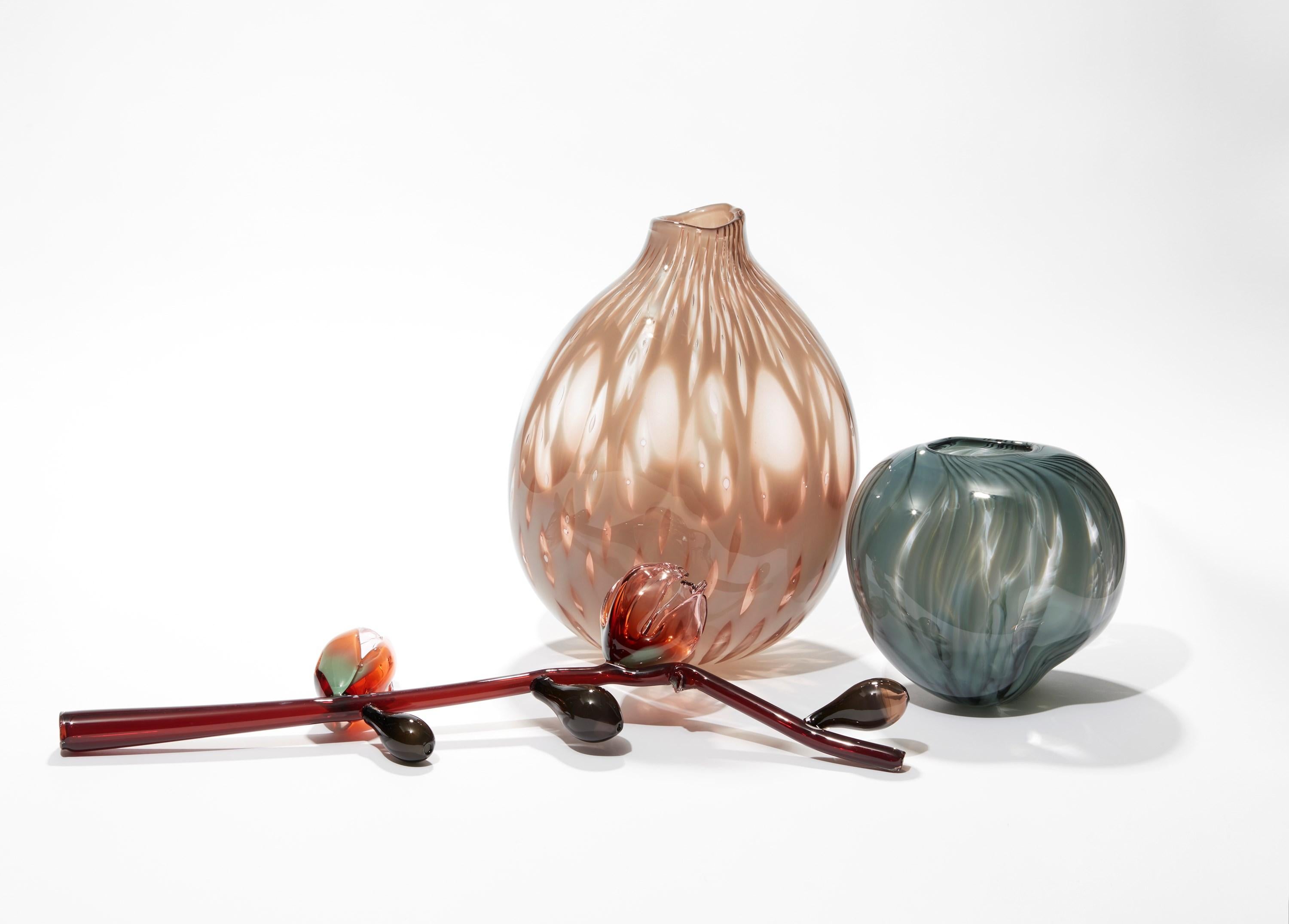 Cut Glass Papaver Aglaja, Soft Dusky Pink Hand Blown Sculptural Vase by Michèle Oberdieck