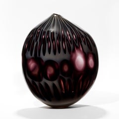 Papavero Nero, Rich Dark Plum/Purple Glass Sculptural Vase by Michèle Oberdieck