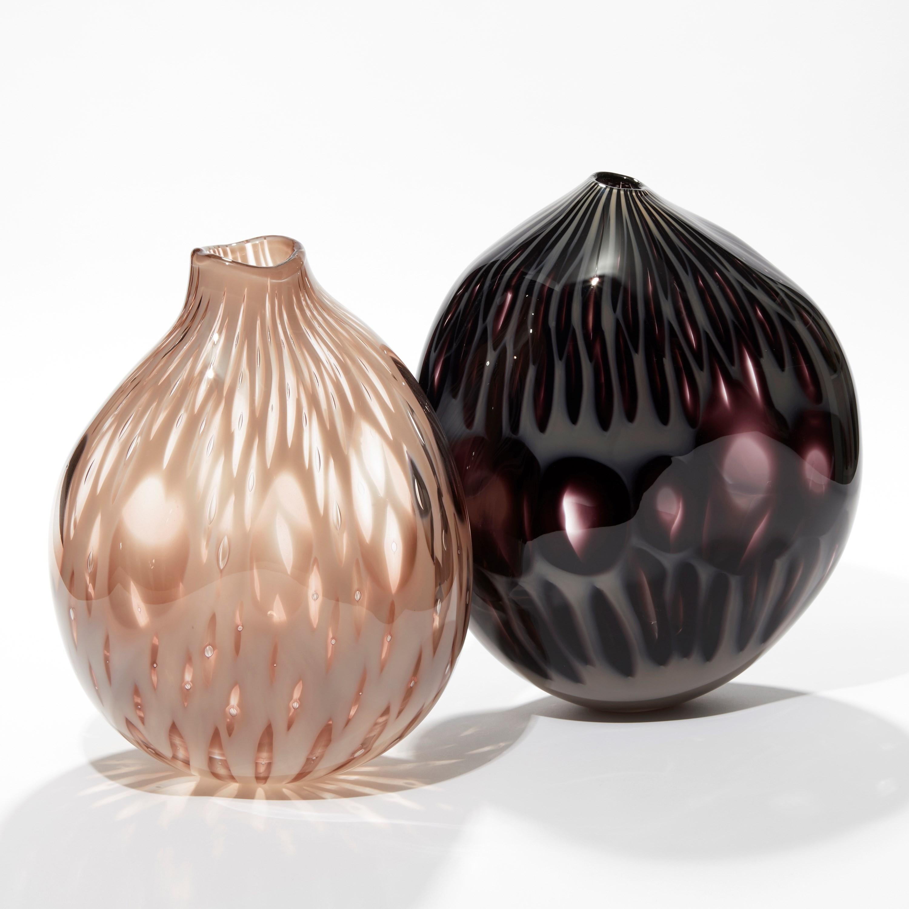 Hand-Crafted Papavero Nero, Rich Dark Plum/Purple Glass Sculptural Vase by Michèle Oberdieck For Sale