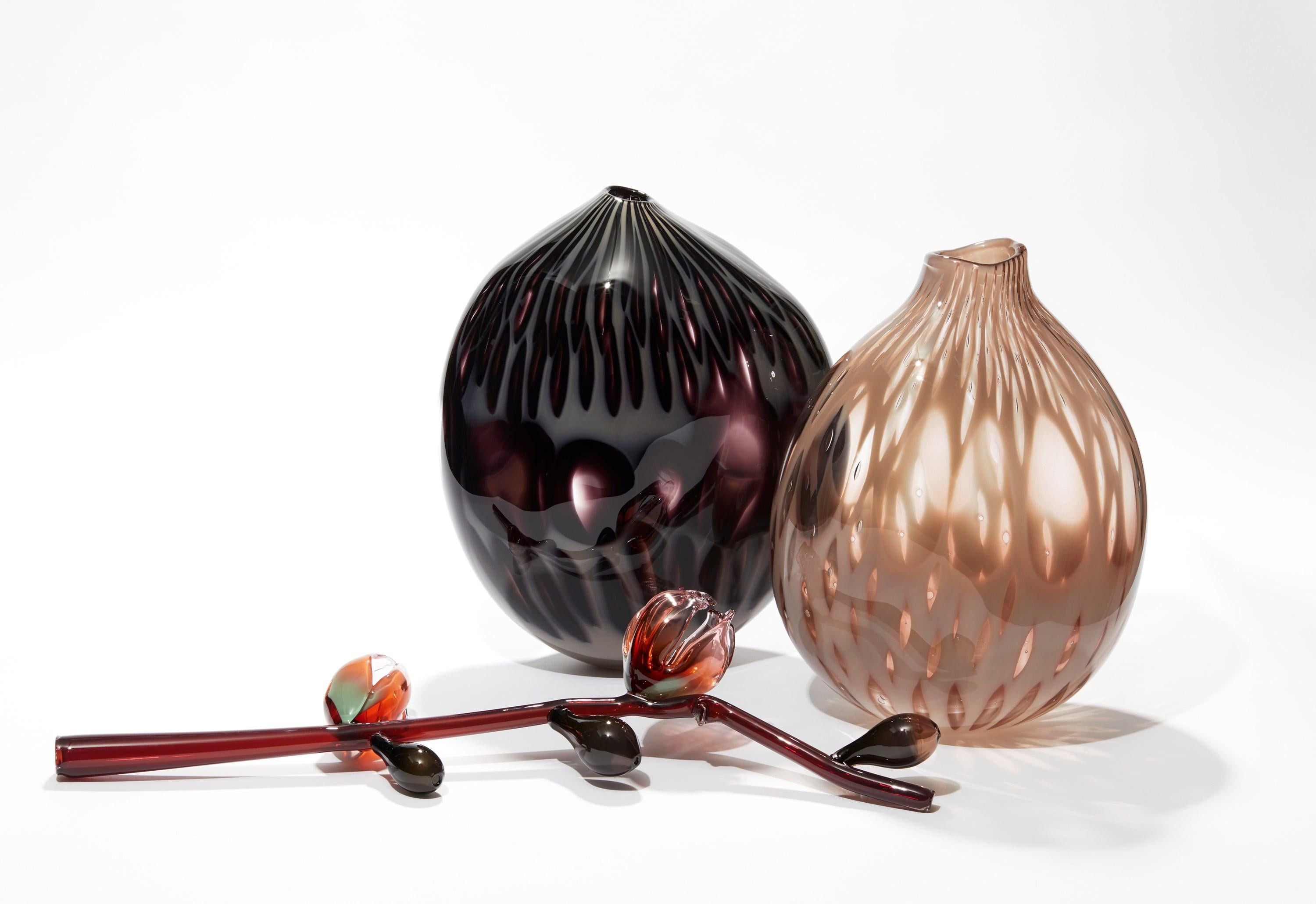 Papavero Nero, Rich Dark Plum/Purple Glass Sculptural Vase by Michèle Oberdieck In New Condition For Sale In London, GB