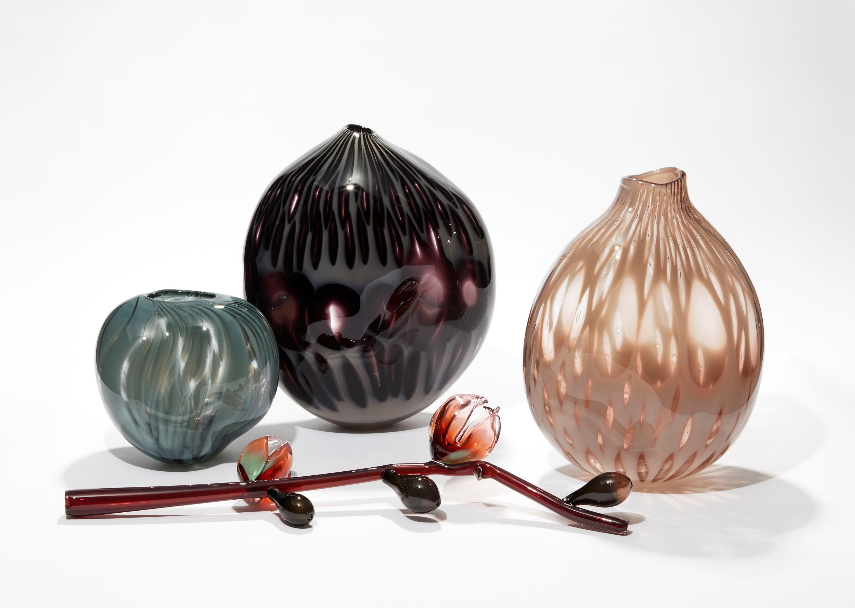 Contemporary Papavero Nero, Rich Dark Plum/Purple Glass Sculptural Vase by Michèle Oberdieck For Sale