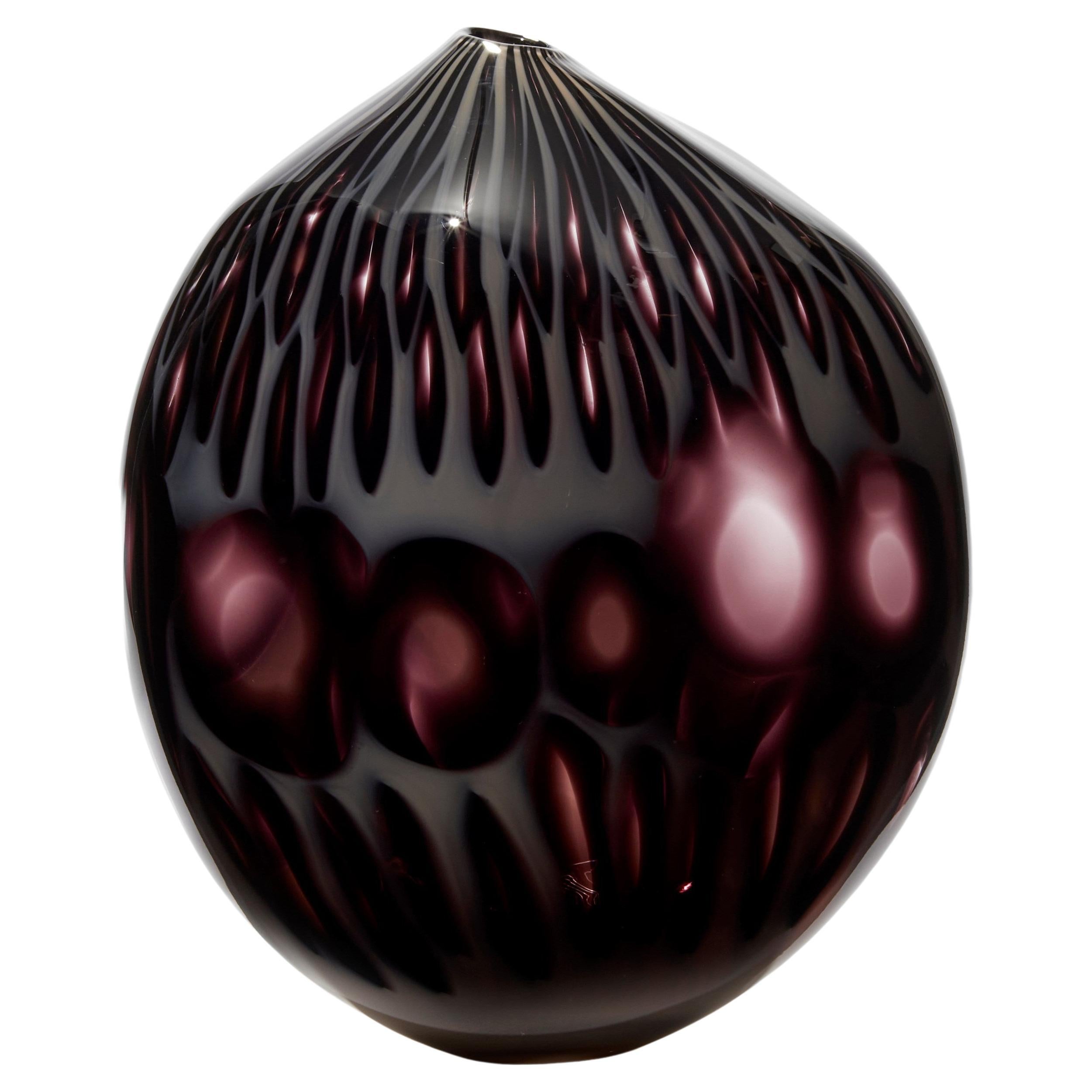 Papavero Nero, Rich Dark Plum/Purple Glass Sculptural Vase by Michèle Oberdieck For Sale