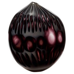 Papavero Nero, Rich Dark Plum/Purple Glass Sculptural Vase by Michèle Oberdieck