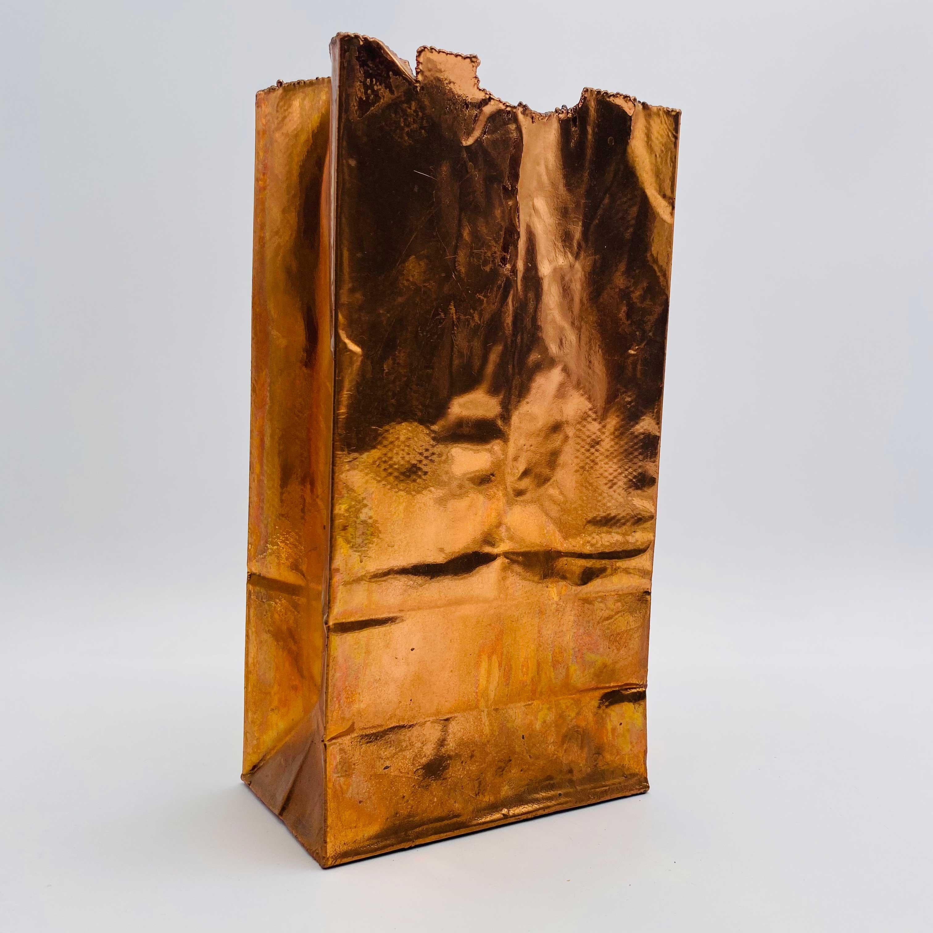 Paper Bag Vase Metal Sculpture by California Bronze 4