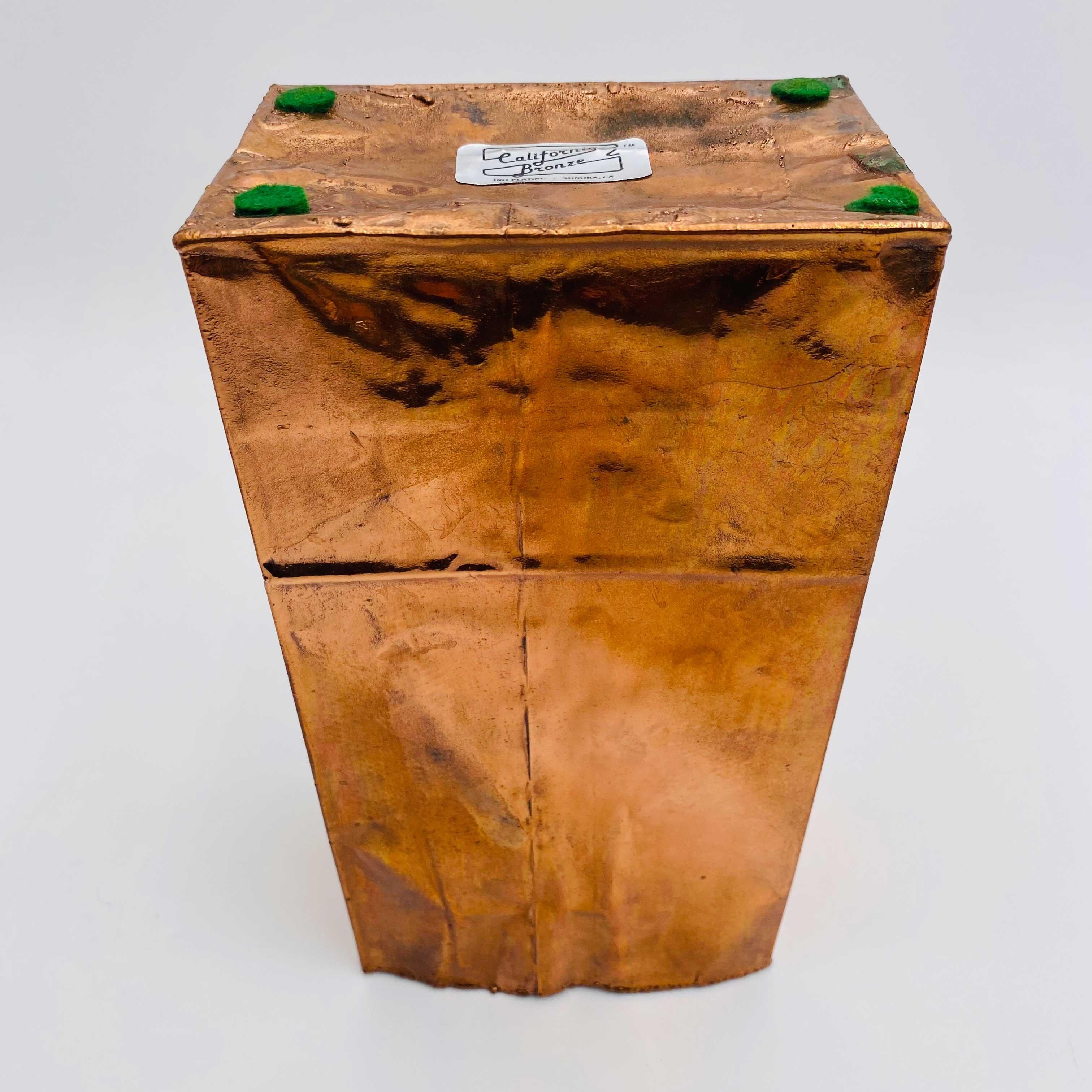 Paper Bag Vase Metal Sculpture by California Bronze In Good Condition In San Juan Capistrano, CA