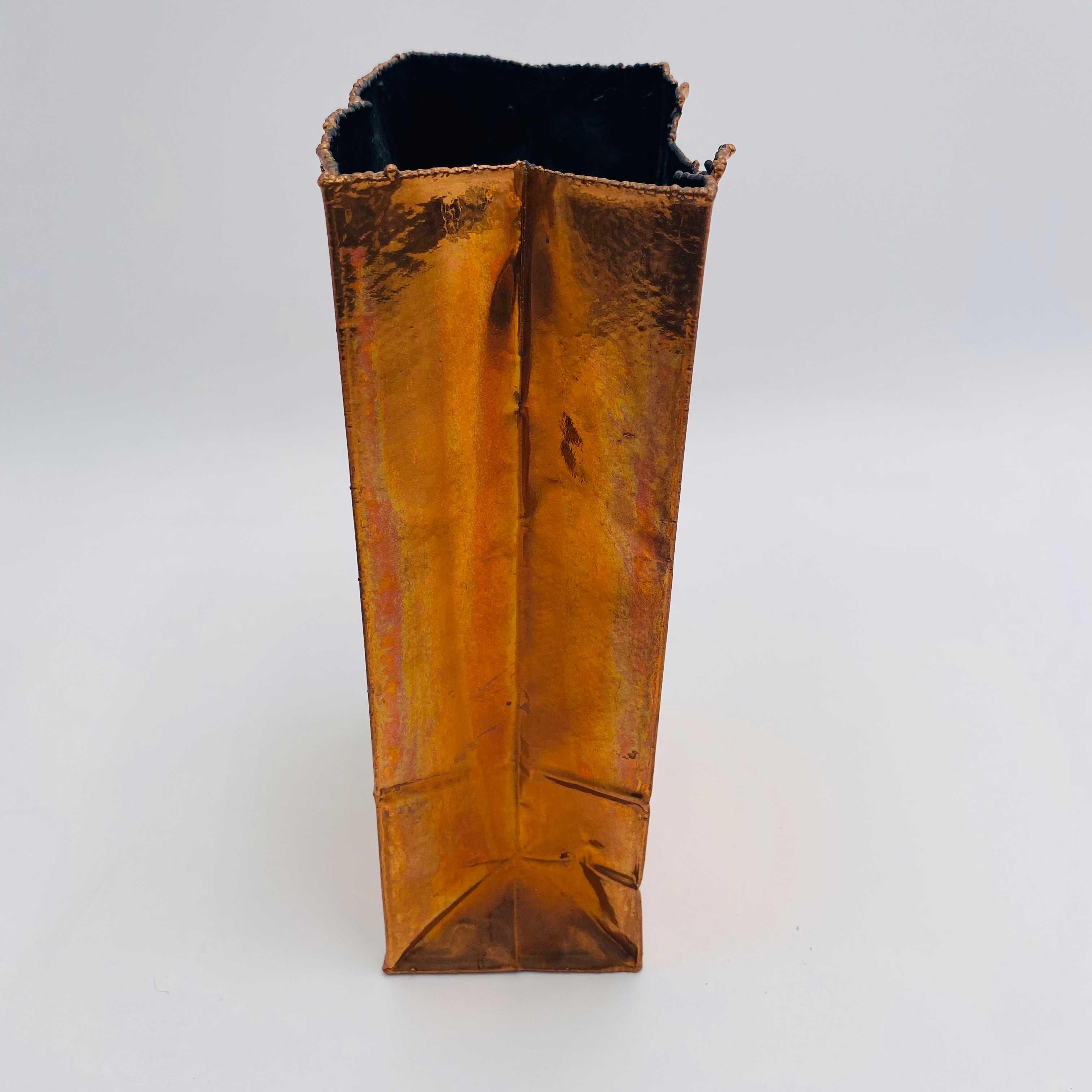 Paper Bag Vase Metal Sculpture by California Bronze 1