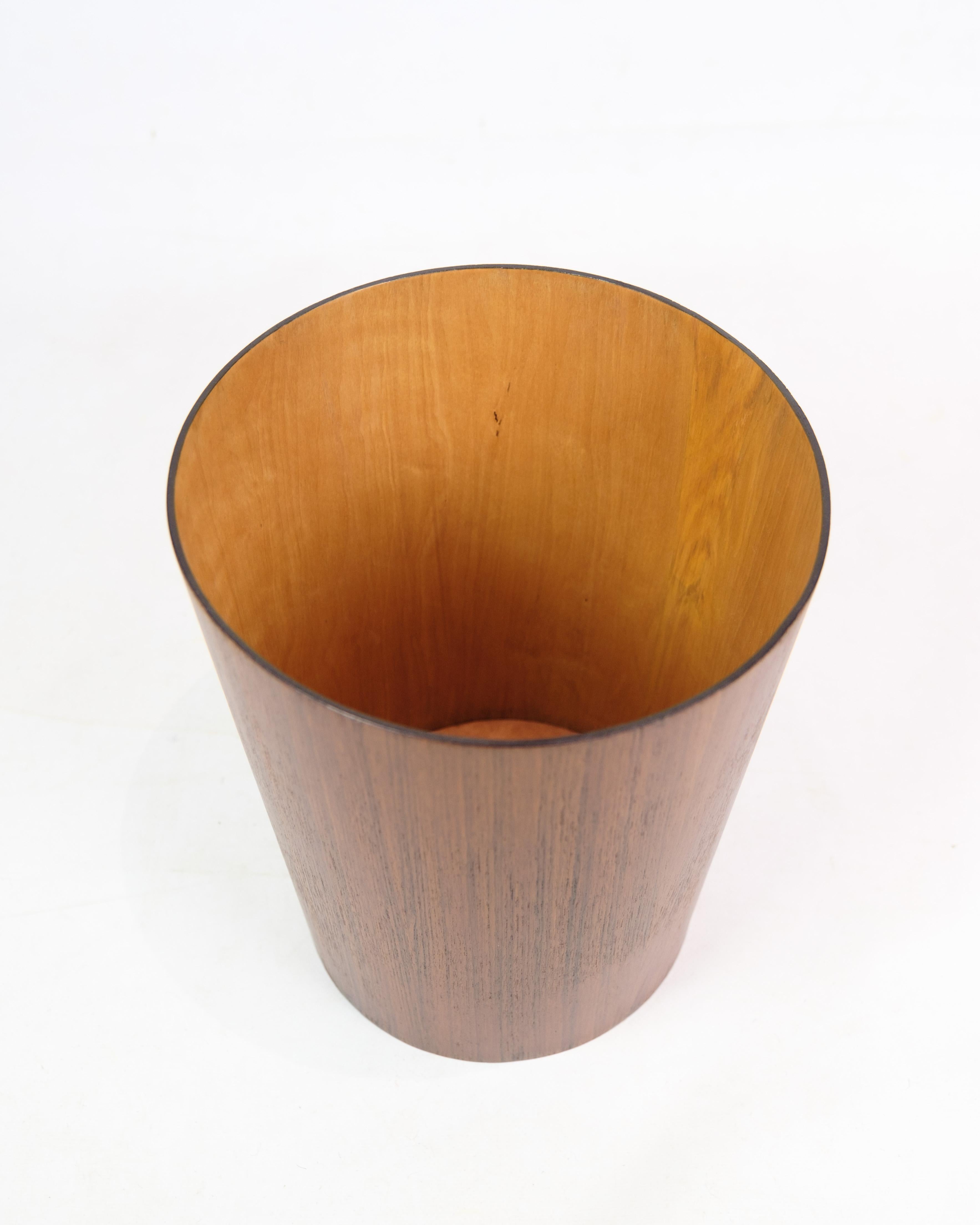 Mid-Century Modern Paper basket In Teak Designed By Servex, Made in Sweden From 1960s For Sale