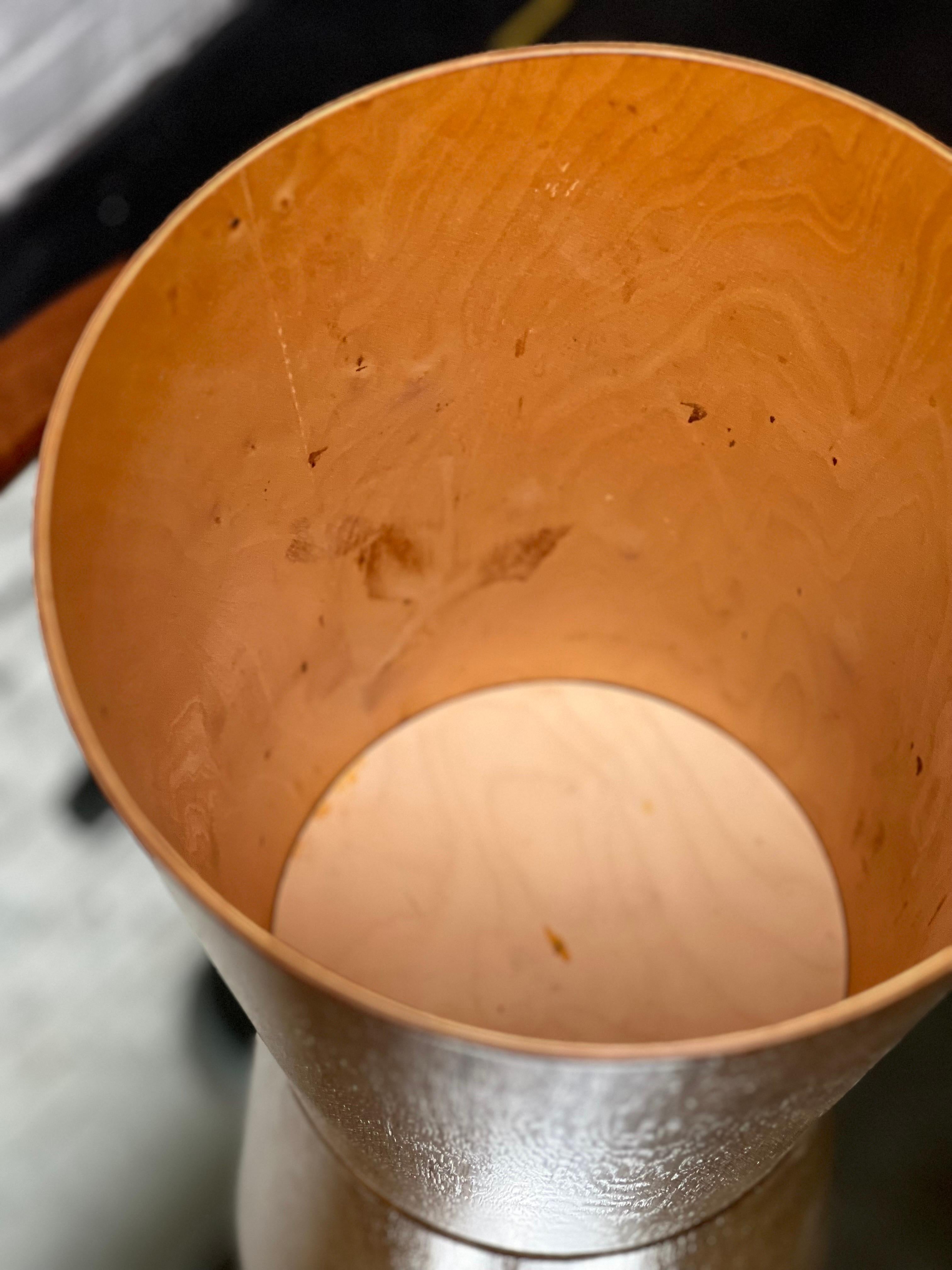Scandinavian Modern Paper Basket Oak, Birch Martin Aberg Sweden Servex 1950s. Elegant and Minimal