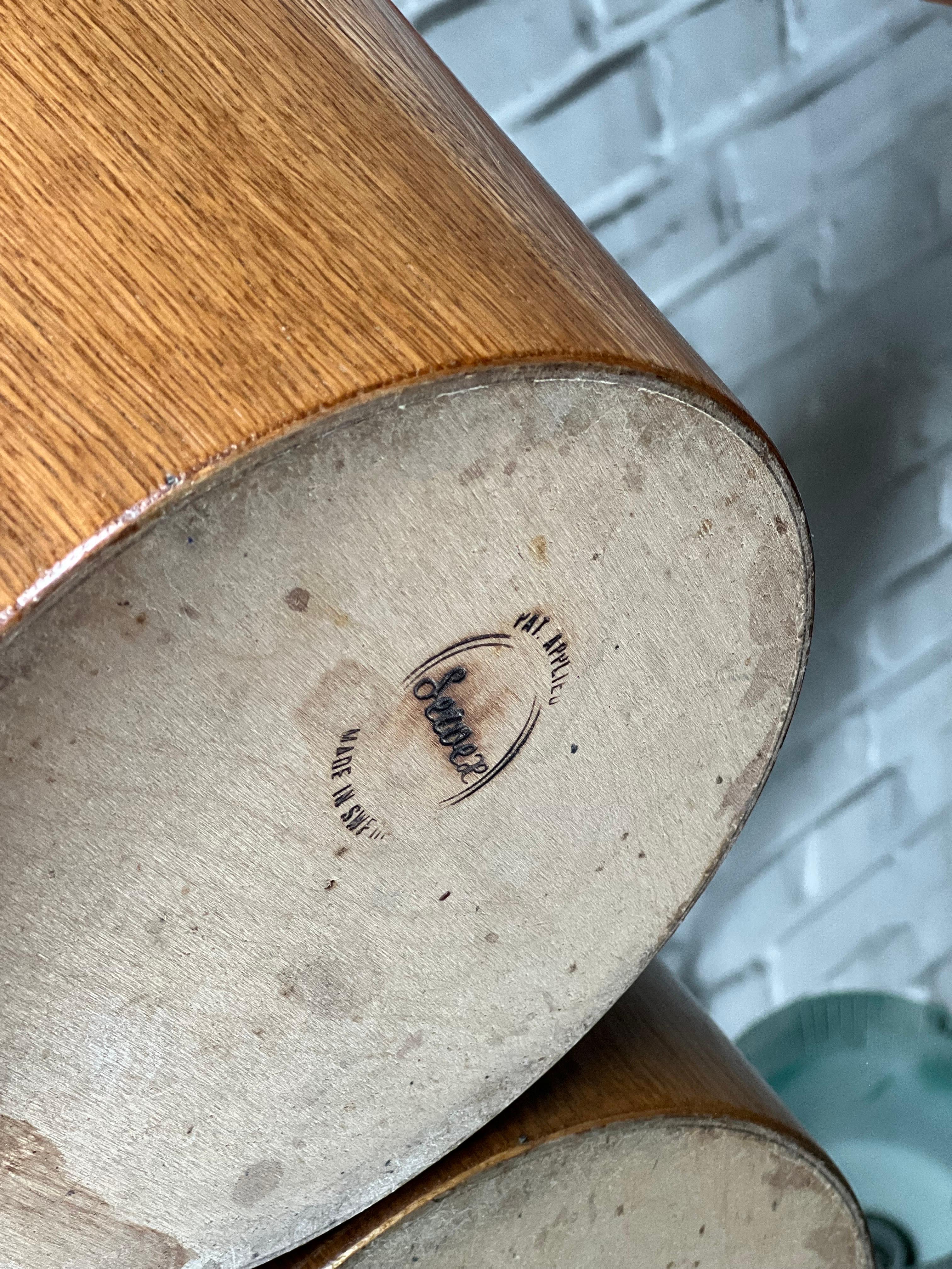 Swedish Paper Basket Oak, Birch Martin Aberg Sweden Servex 1950s. Elegant and Minimal