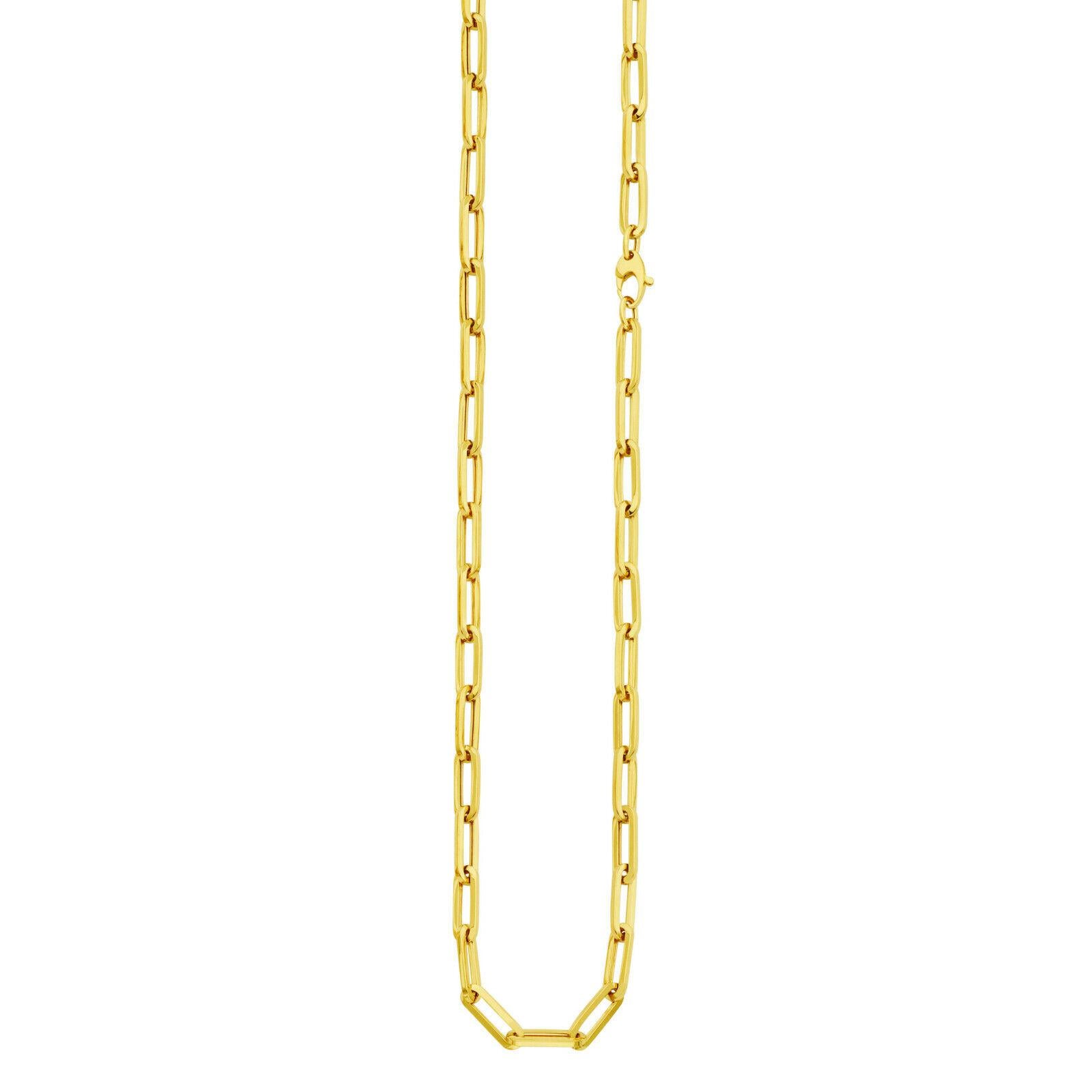 Paper Clip 14K Yellow Gold Necklace 5.3mm For Sale