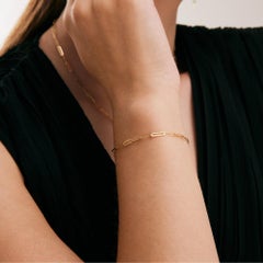 Paper Clip Bracelet 20" in 14K Solid Yellow Gold